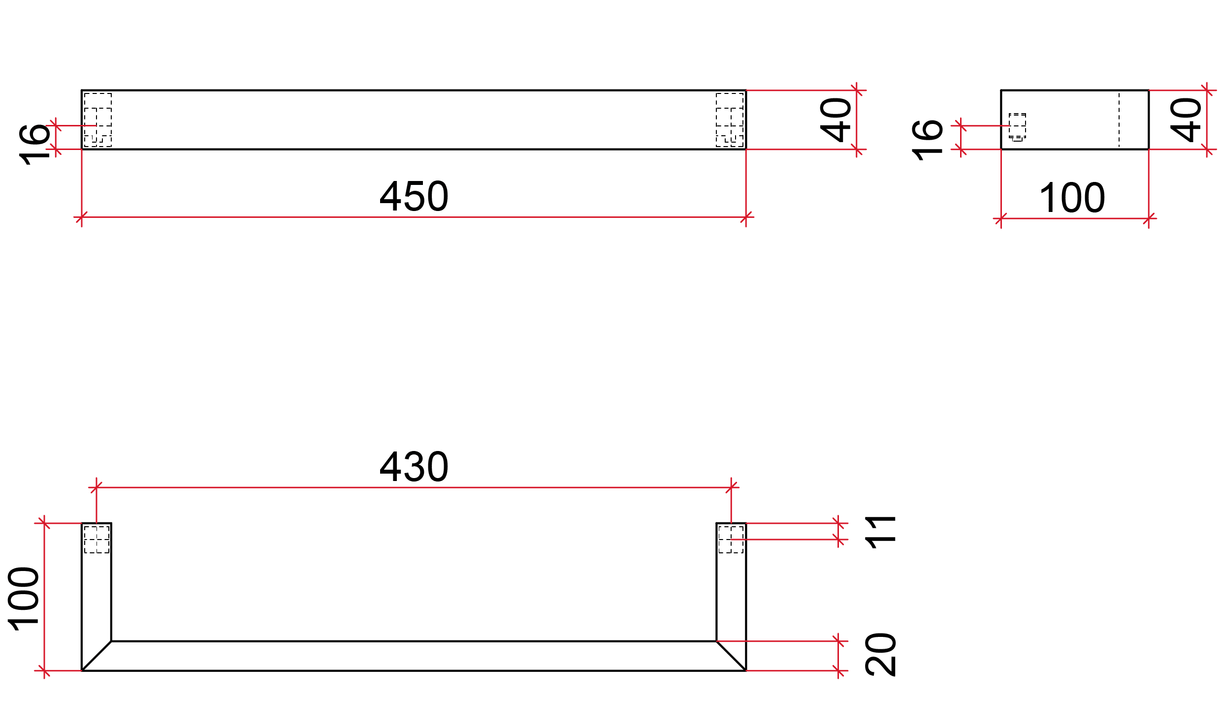 Thermorail Square Single Rail 450x40x100mm 17Watts - Includes Transformer