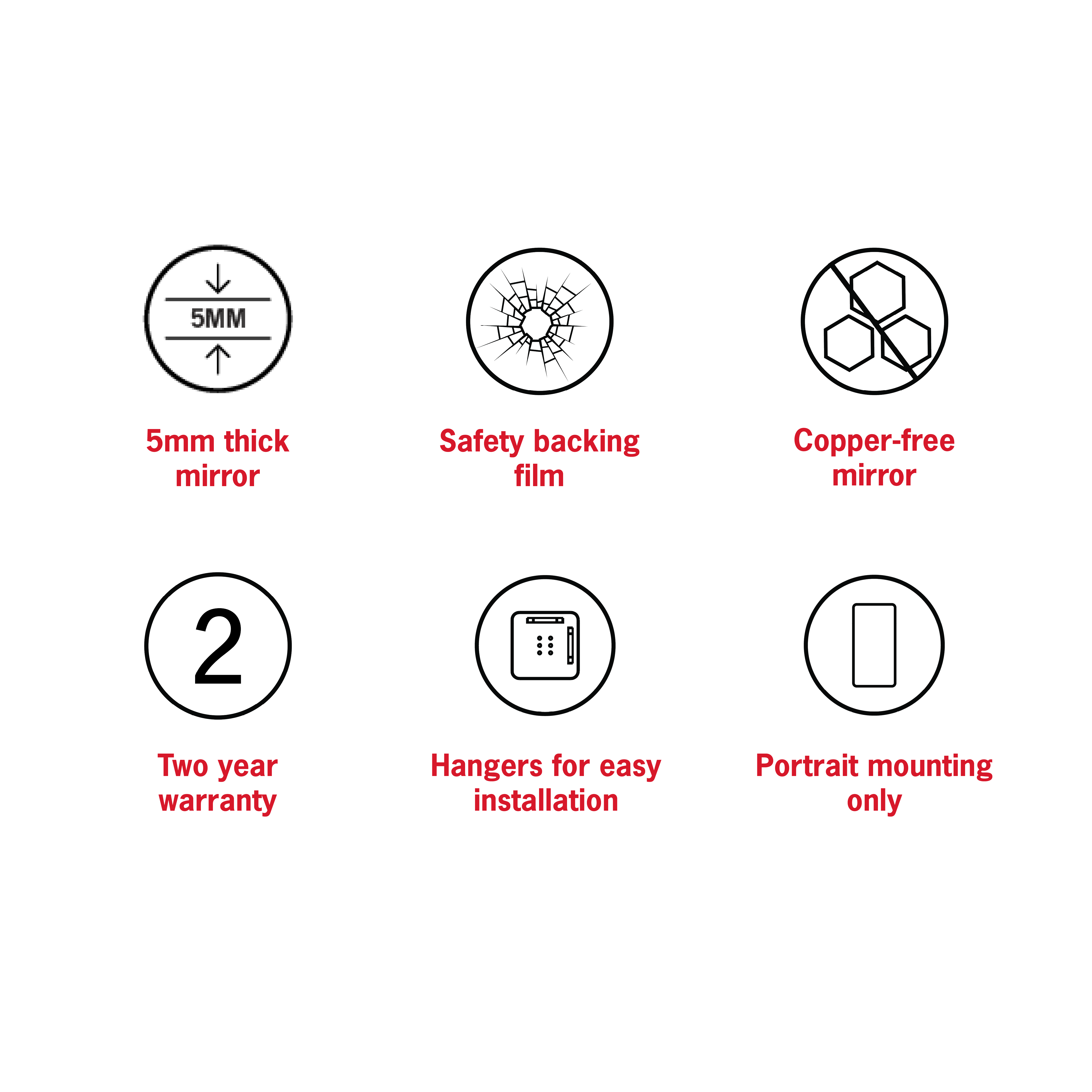 Aspen Polished Edge Arch Mirror 500x800mm with Hangers