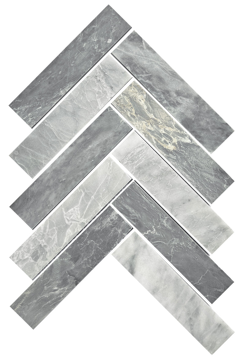 Carrara Grey Herringbone Mosaic