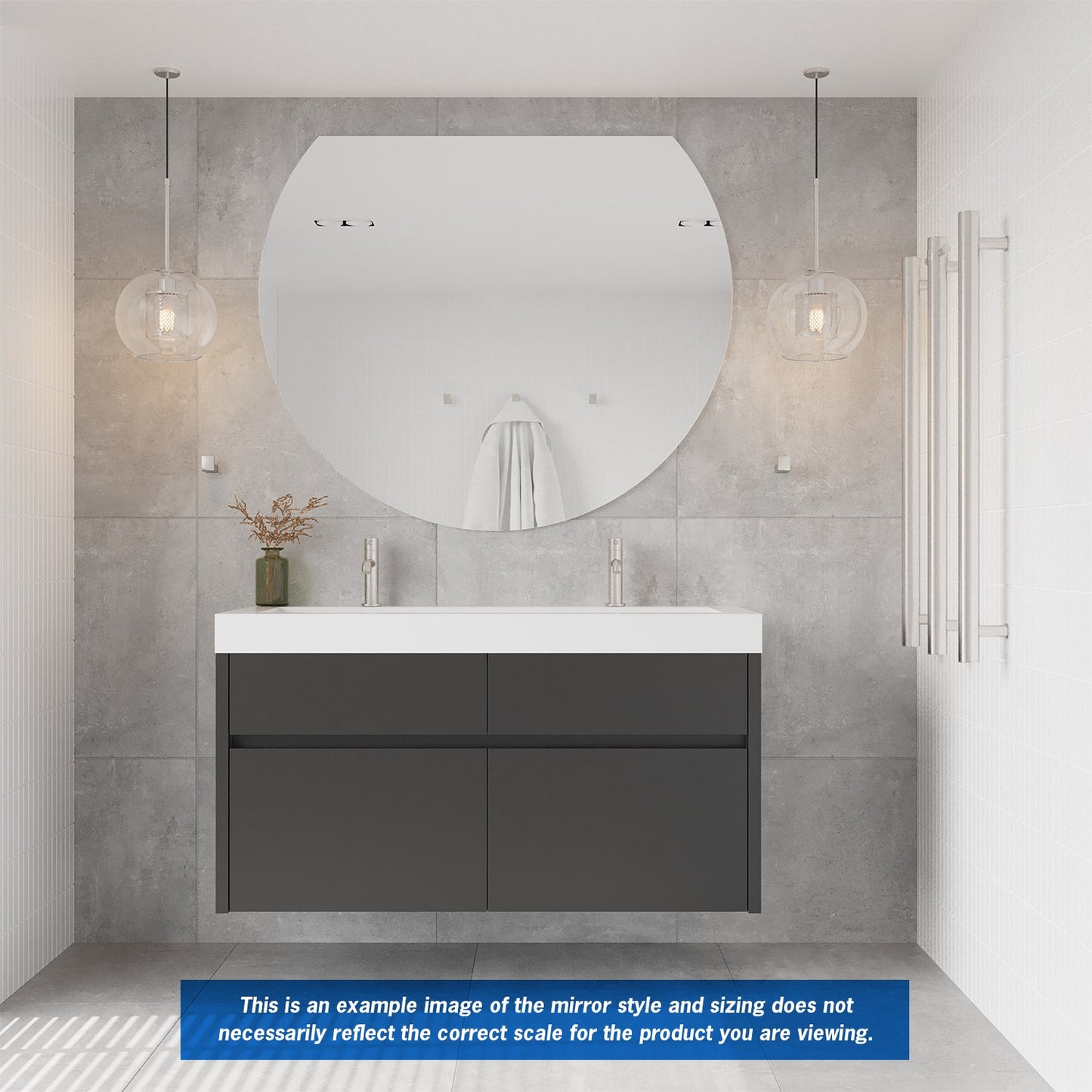Hamilton D Shaped Polished Edge Mirror - 1200x900mm Glue-to-wall and Demister