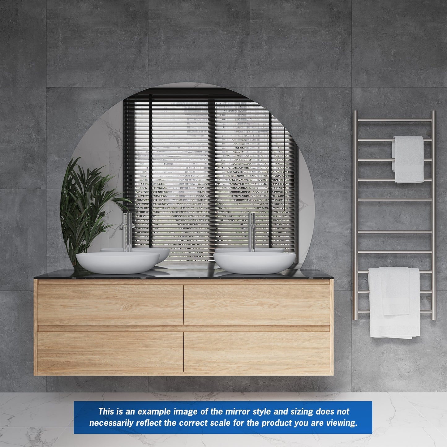 Hamilton D Shaped Polished Edge Mirror - 1500x1100mm Glue-to-wall and Demister