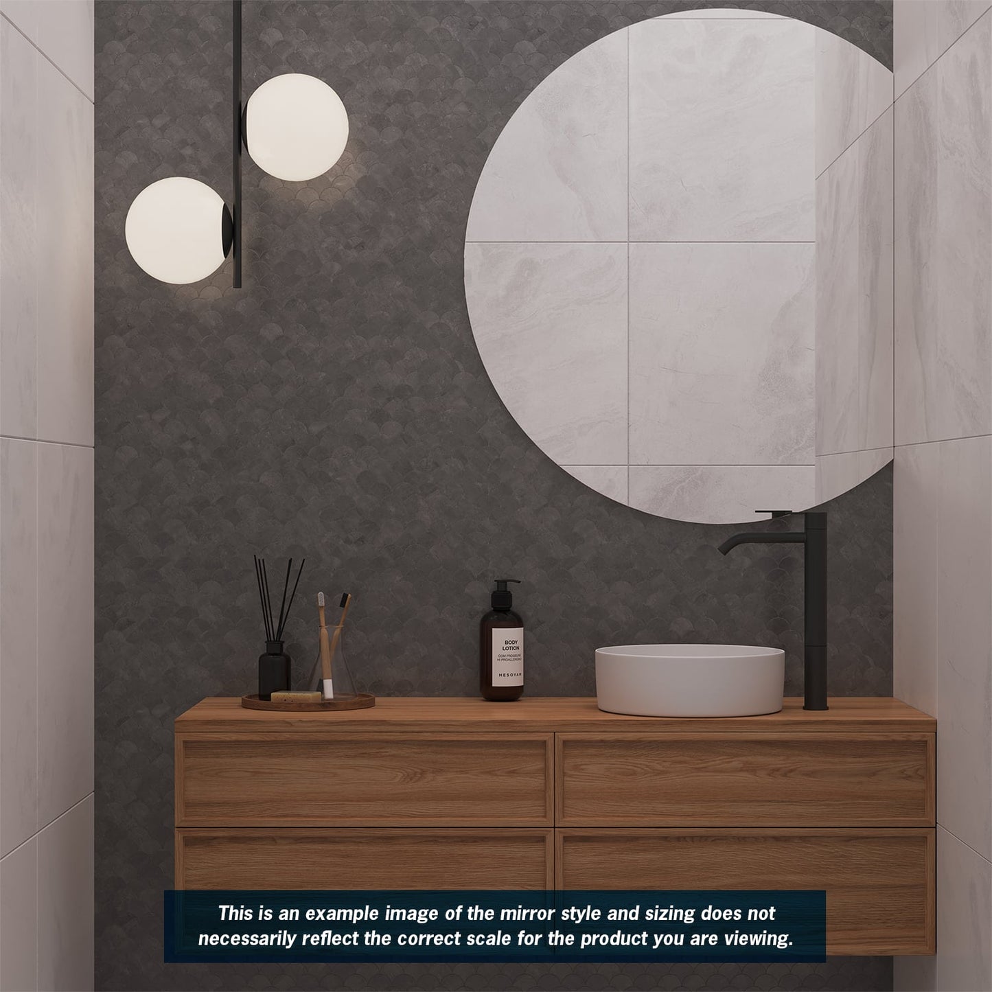 Hamilton D Shaped Polished Edge Mirror - 900x750mm with Hangers and Demister