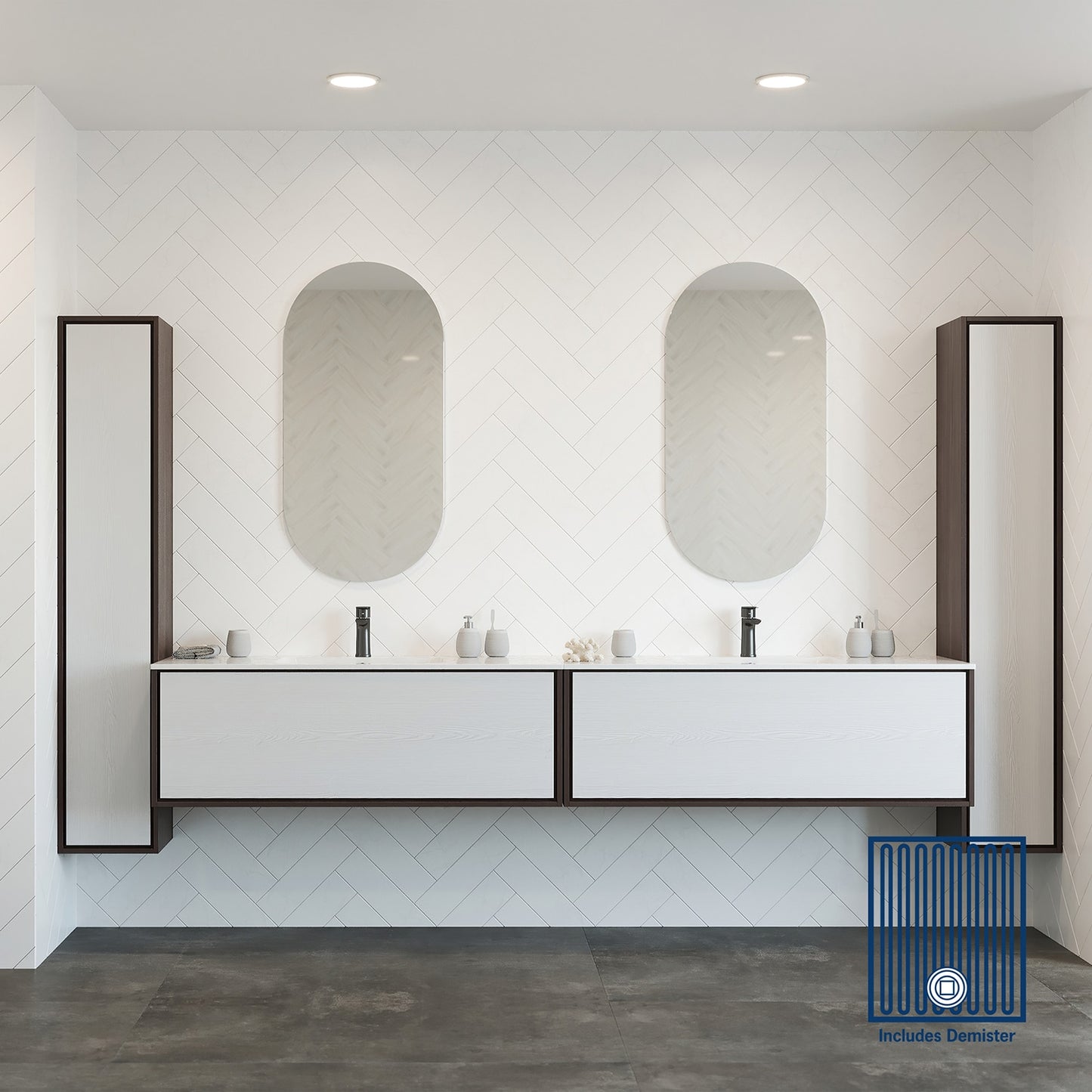 Duke Polished Edge Pill Mirror 500x1000mm with Hangers and Demister