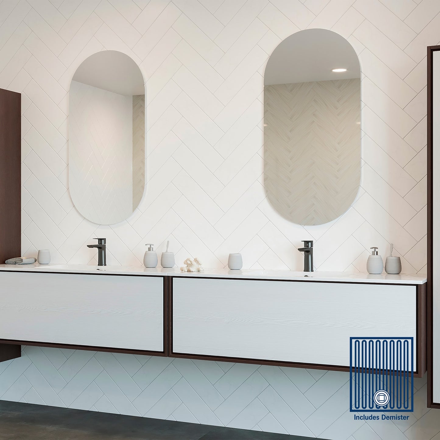 Duke Polished Edge Pill Mirror 500x1000mm with Hangers and Demister