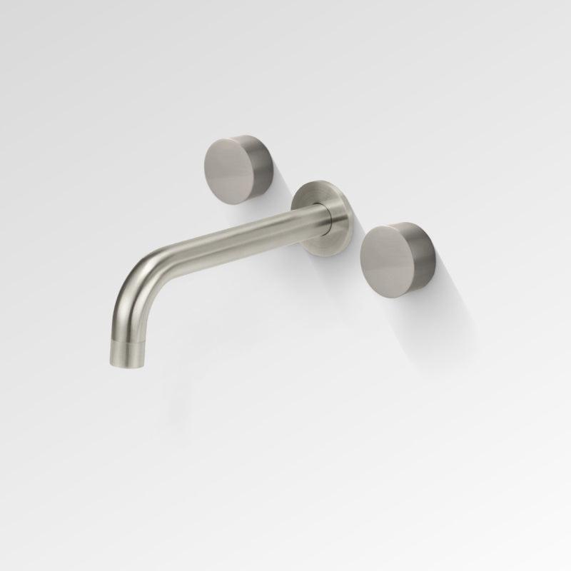 ELEMENT 3 Piece Wall Basin Tap Set Brushed Nickel 