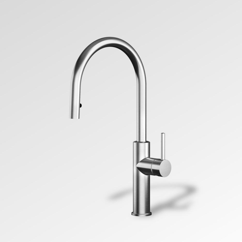 NEW YORK Concealed Pull Out Kitchen Mixer Brushed Stainless Steel