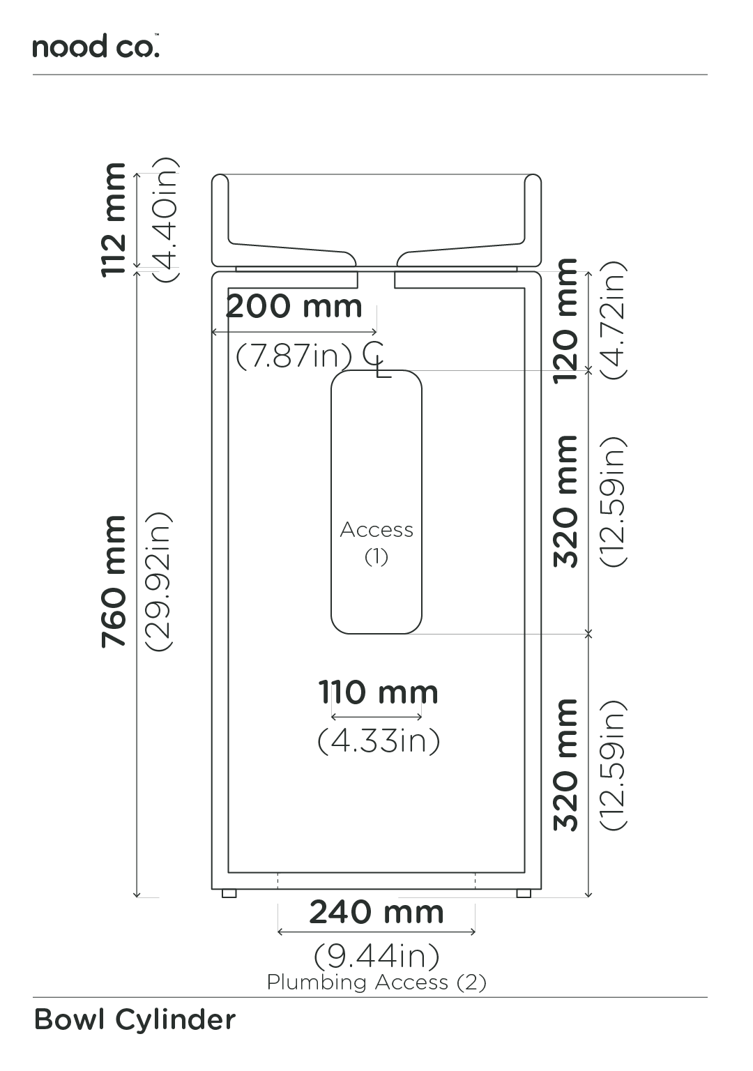 Cylinder - bowl basin - Charcoal