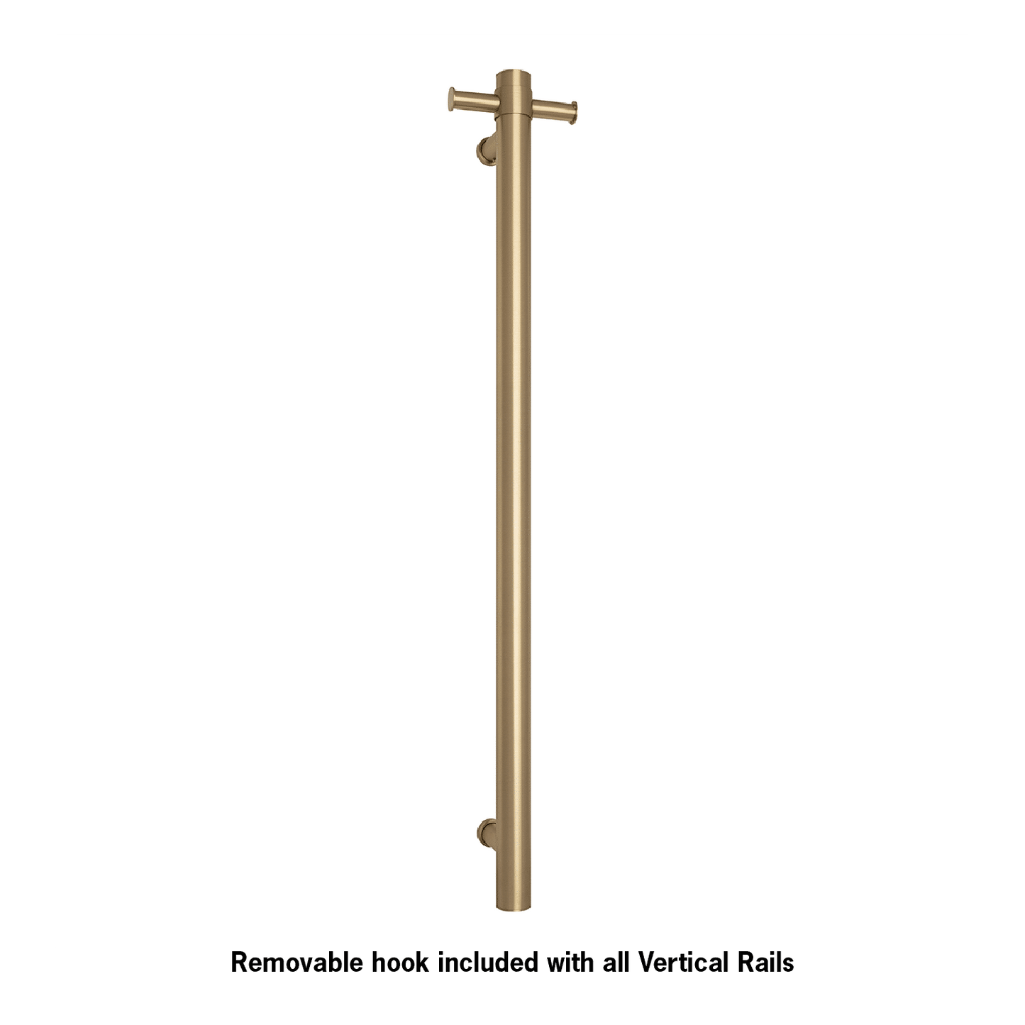Thermorail Straight/Round 12Volt Vertical Bar 900X142X100Mm 22Watts With Optional Hook - Brushed Brass