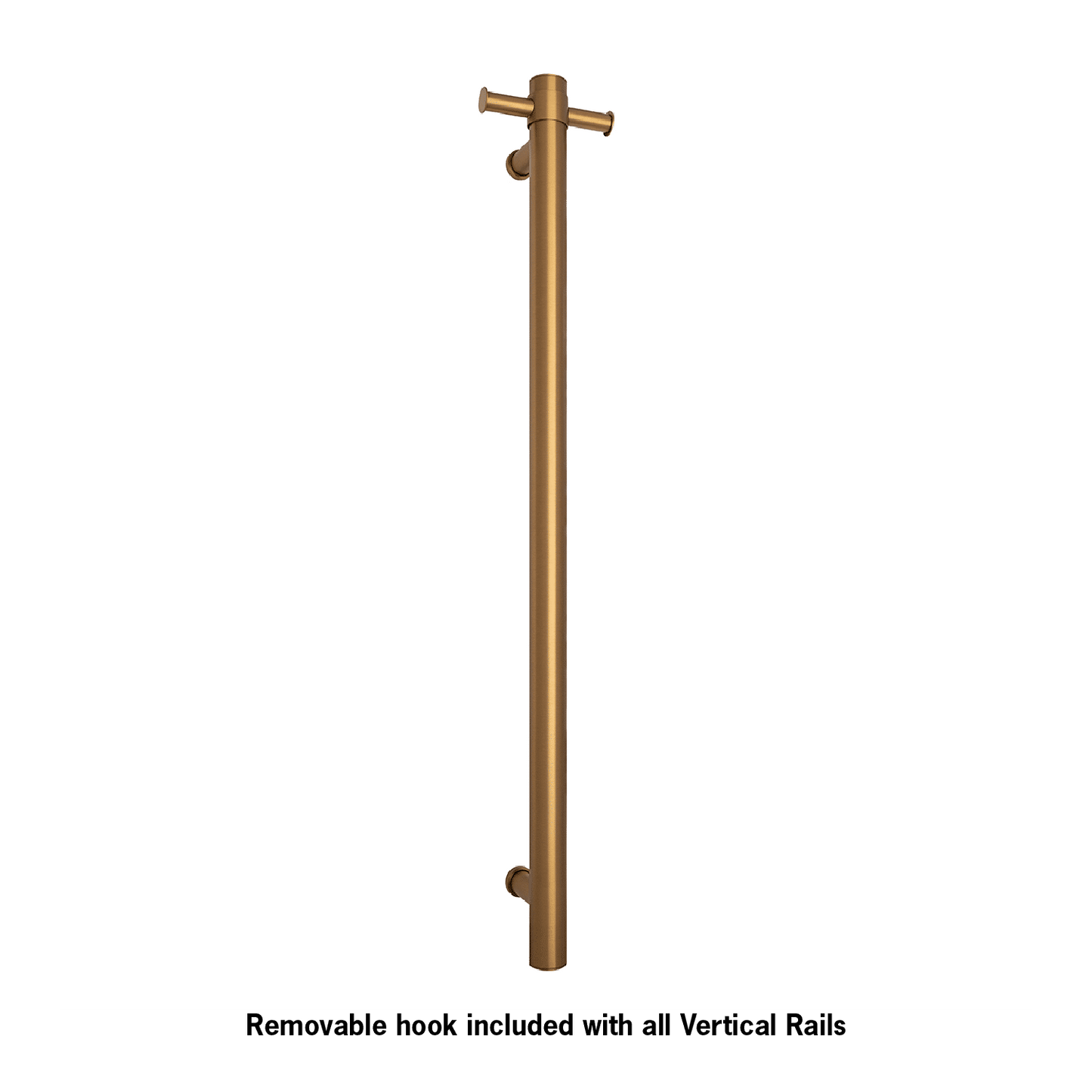 Thermorail Straight/Round 12Volt Vertical Bar 900X142X100Mm 22Watts With Optional Hook - Brushed Gold
