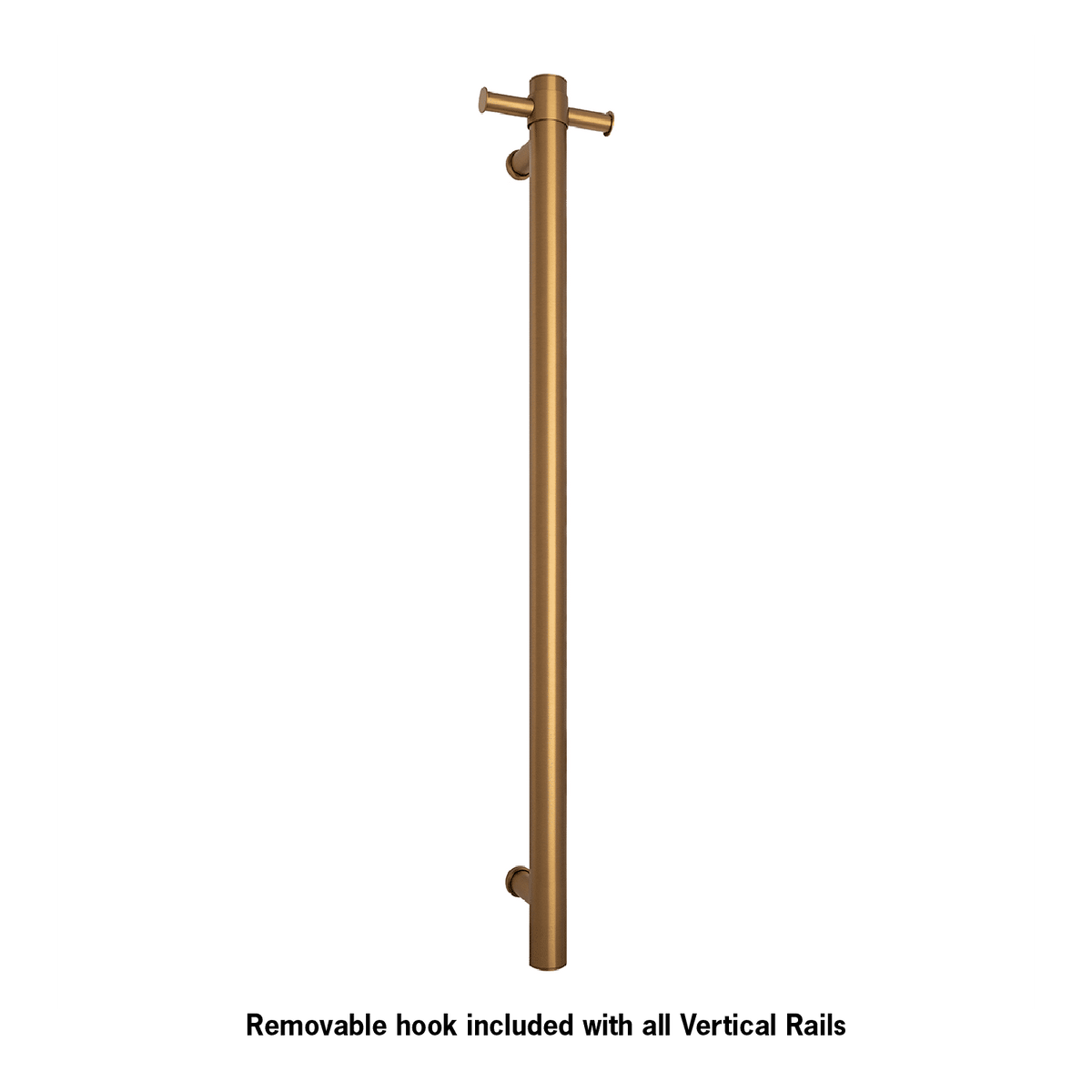 Thermorail Straight/Round 12Volt Vertical Bar 900X142X100Mm 22Watts With Optional Hook - Brushed Gold