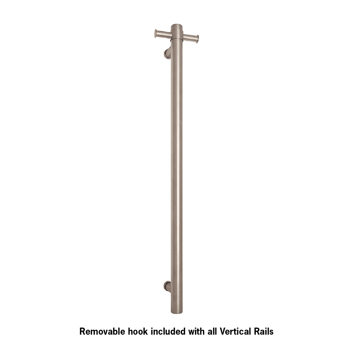 Thermorail Straight/Round Non-Heated Vertical Bar 900X142X100Mm With Optional Hook - Brushed Stainless