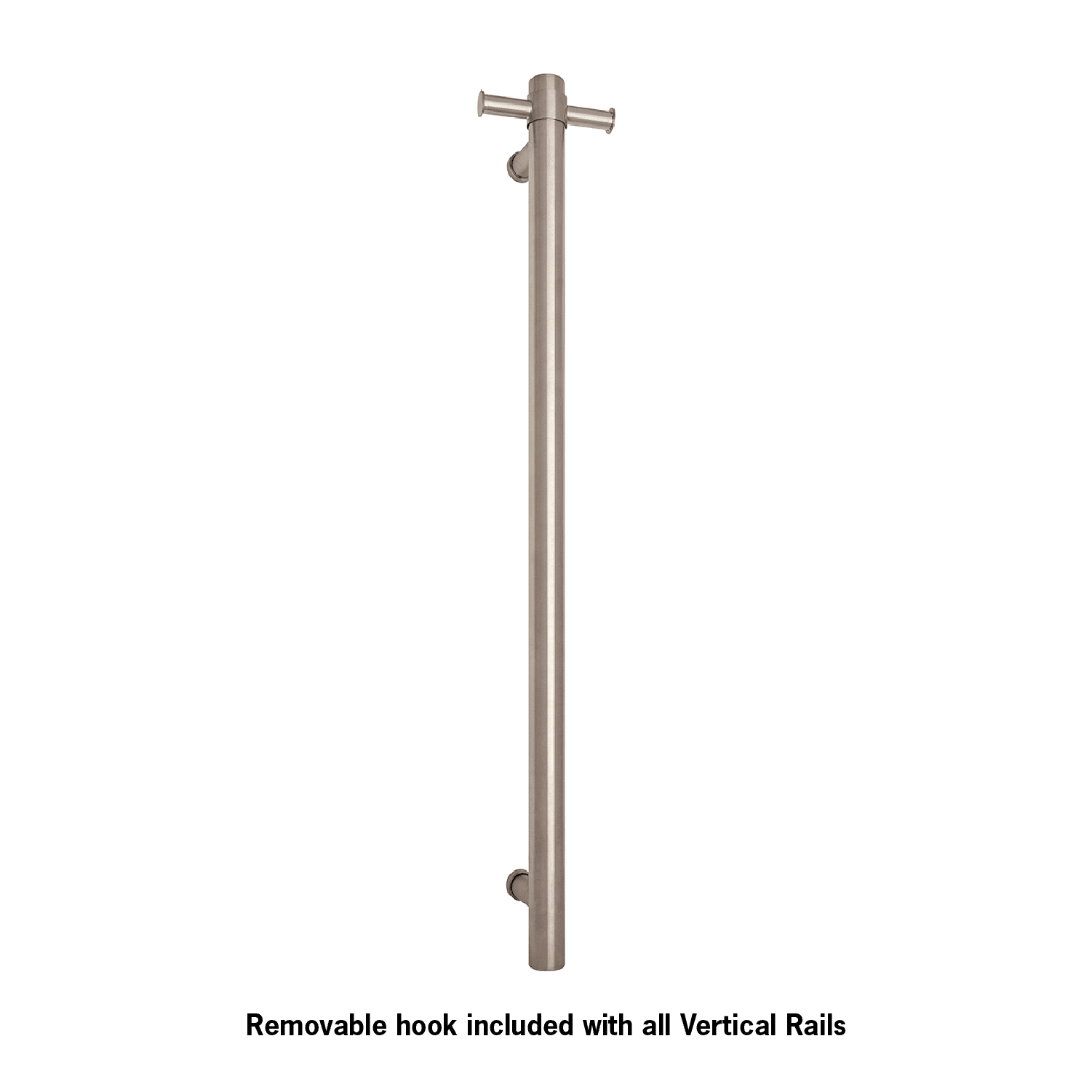 Thermorail Straight/Round Non-Heated Vertical Bar 900X142X100Mm With Optional Hook - Brushed Stainless