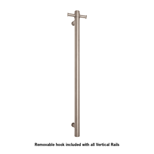 Thermorail Straight/Round Non-Heated Vertical Bar 900X142X100Mm With Optional Hook - Brushed Stainless