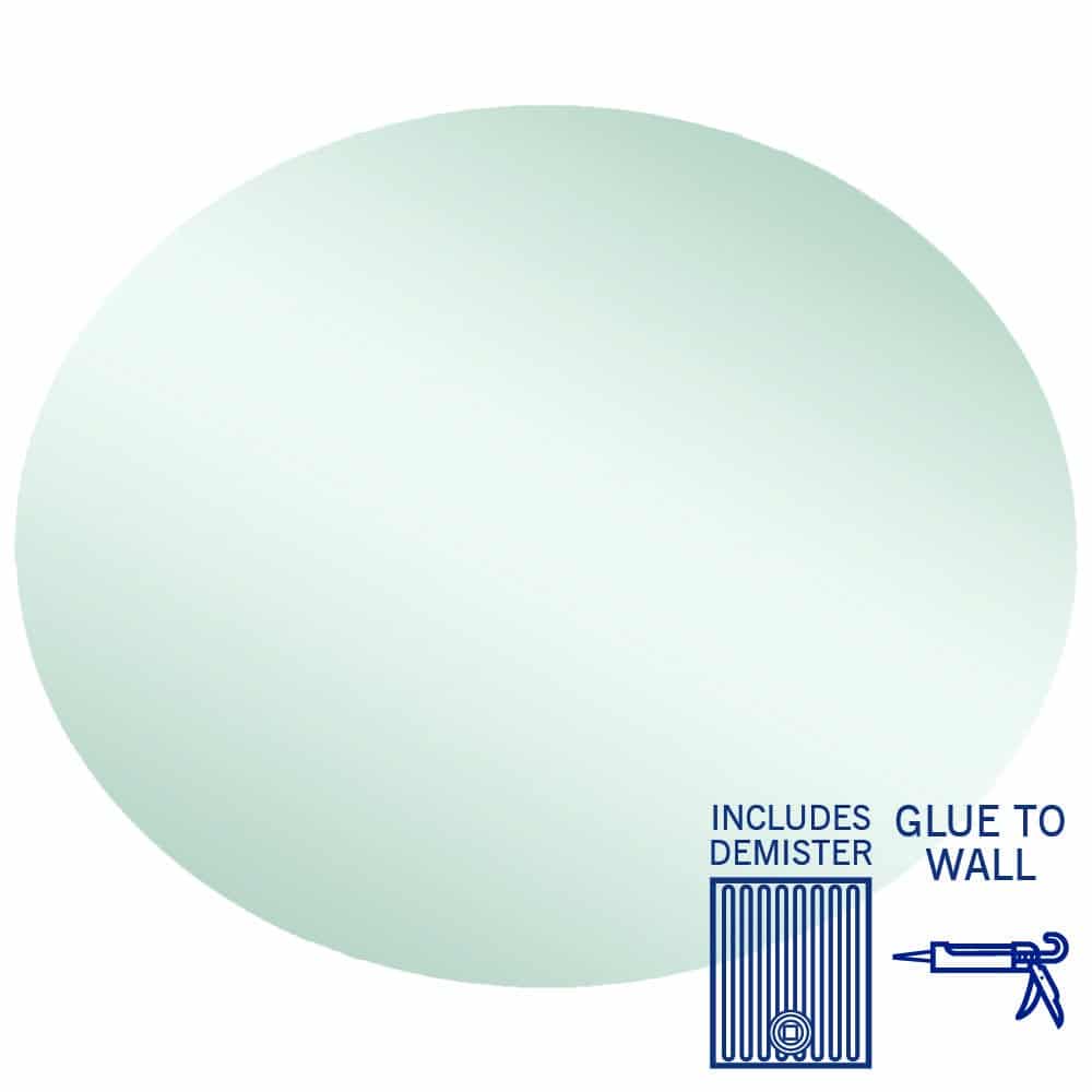 Cody Polished Edge Oval Mirror - 900X750Mm Glue-To-Wall And Demister