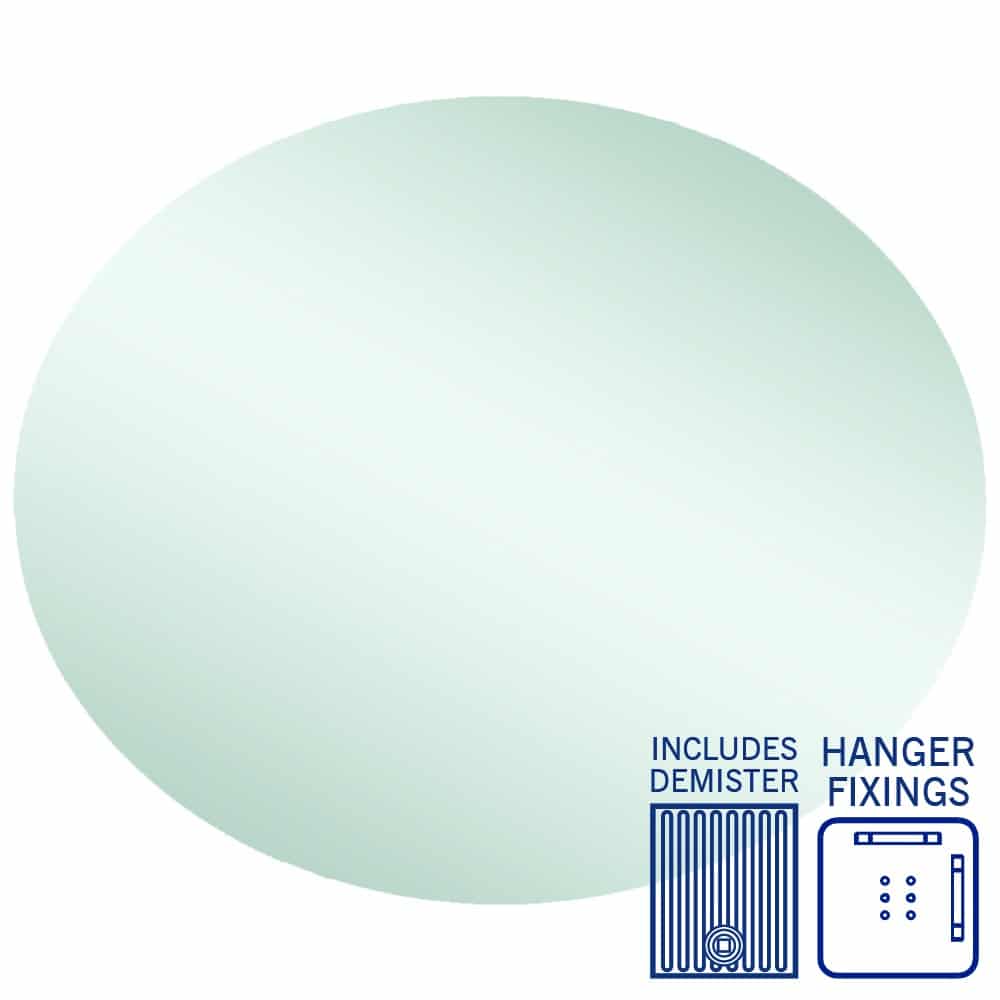 Cody Polished Edge Oval Mirror - 900X750Mm With Hangers And Demister