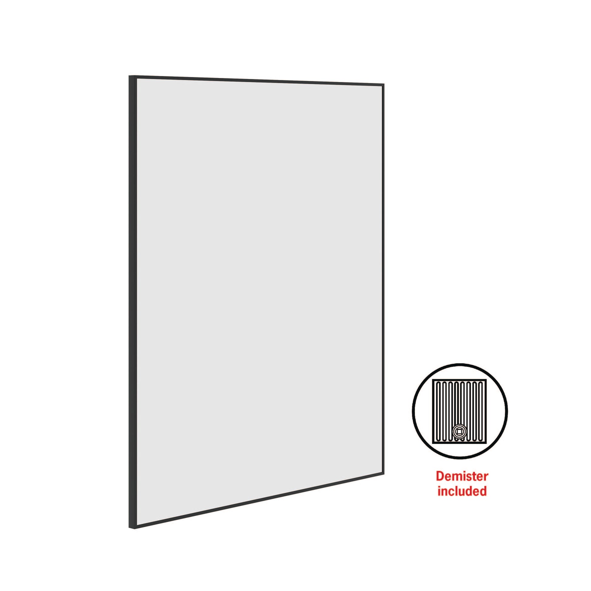 Carson Rectangle Black Framed Mirror - 900X750Mm - Includes Mirror Demister