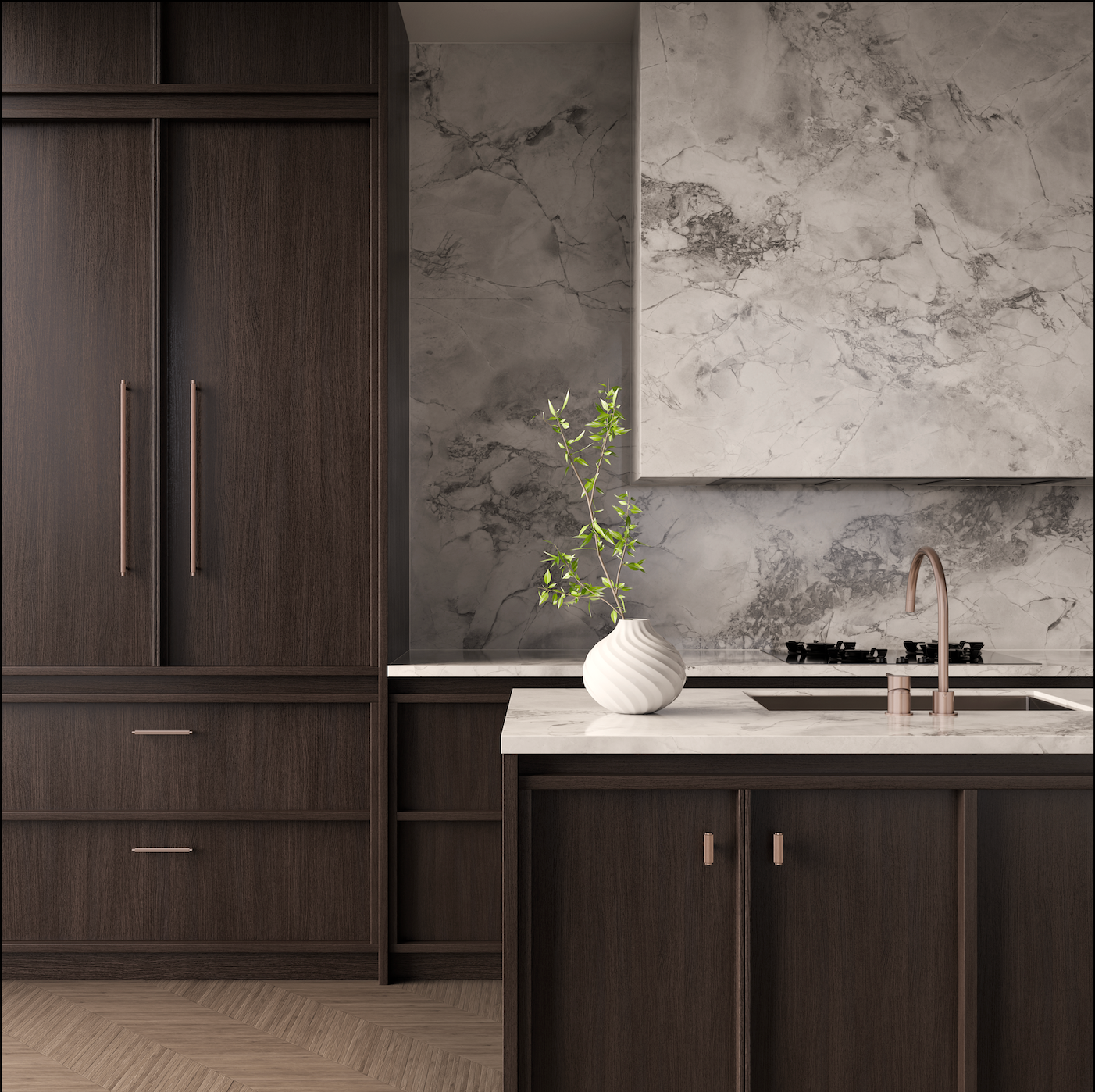 Öppen Round Pull 520mm Cabinet Handle (Brushed) - PVD Champagne