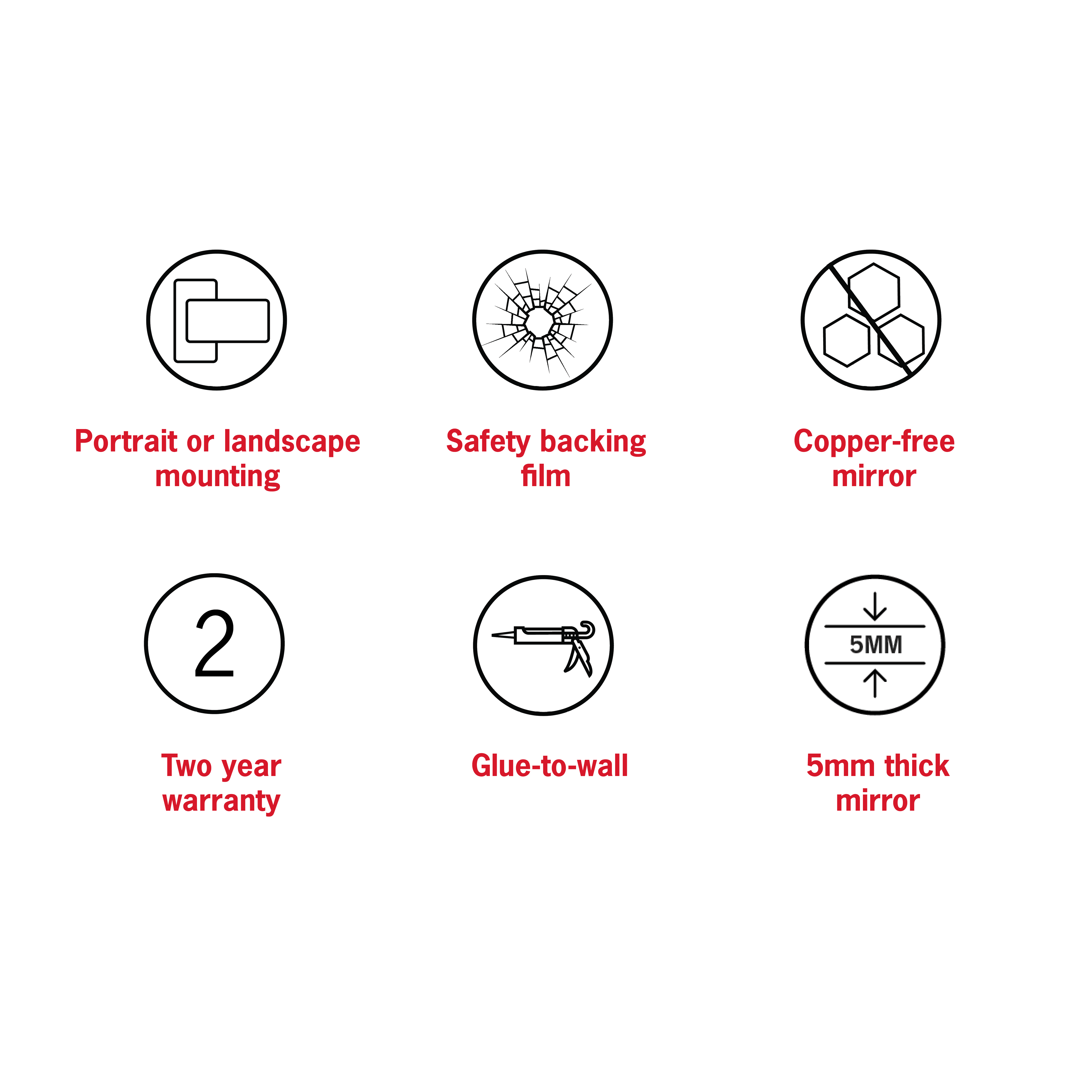 Duke Polished Edge Pill Mirror 500x1000mm Glue-to-Wall