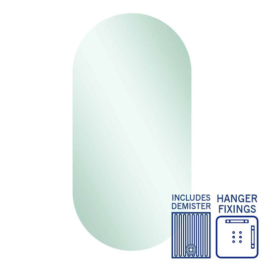 Duke Polished Edge Pill Mirror 500X1000Mm With Hangers And Demister