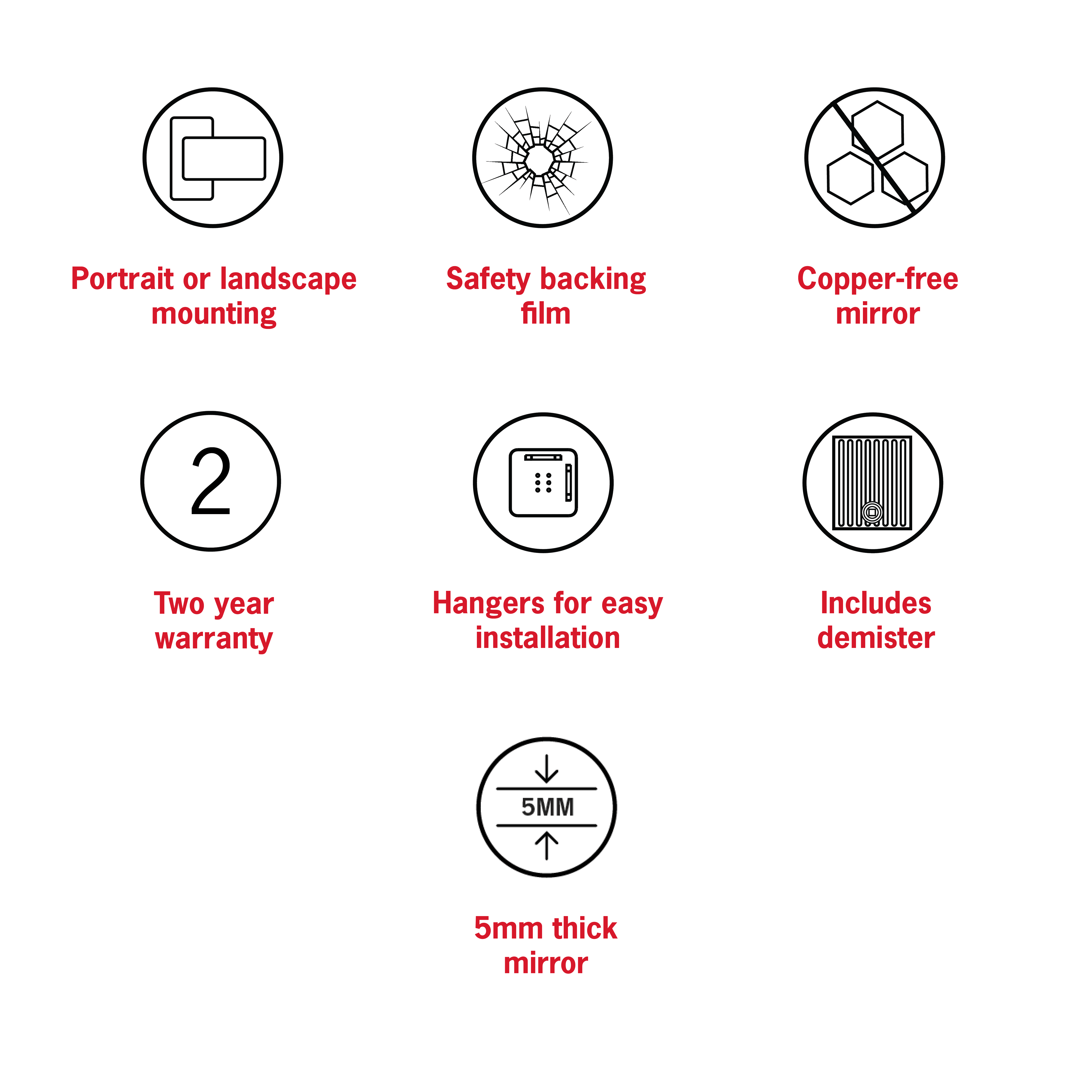 Duke Polished Edge Pill Mirror 500x1000mm Glue-to-Wall and Demister