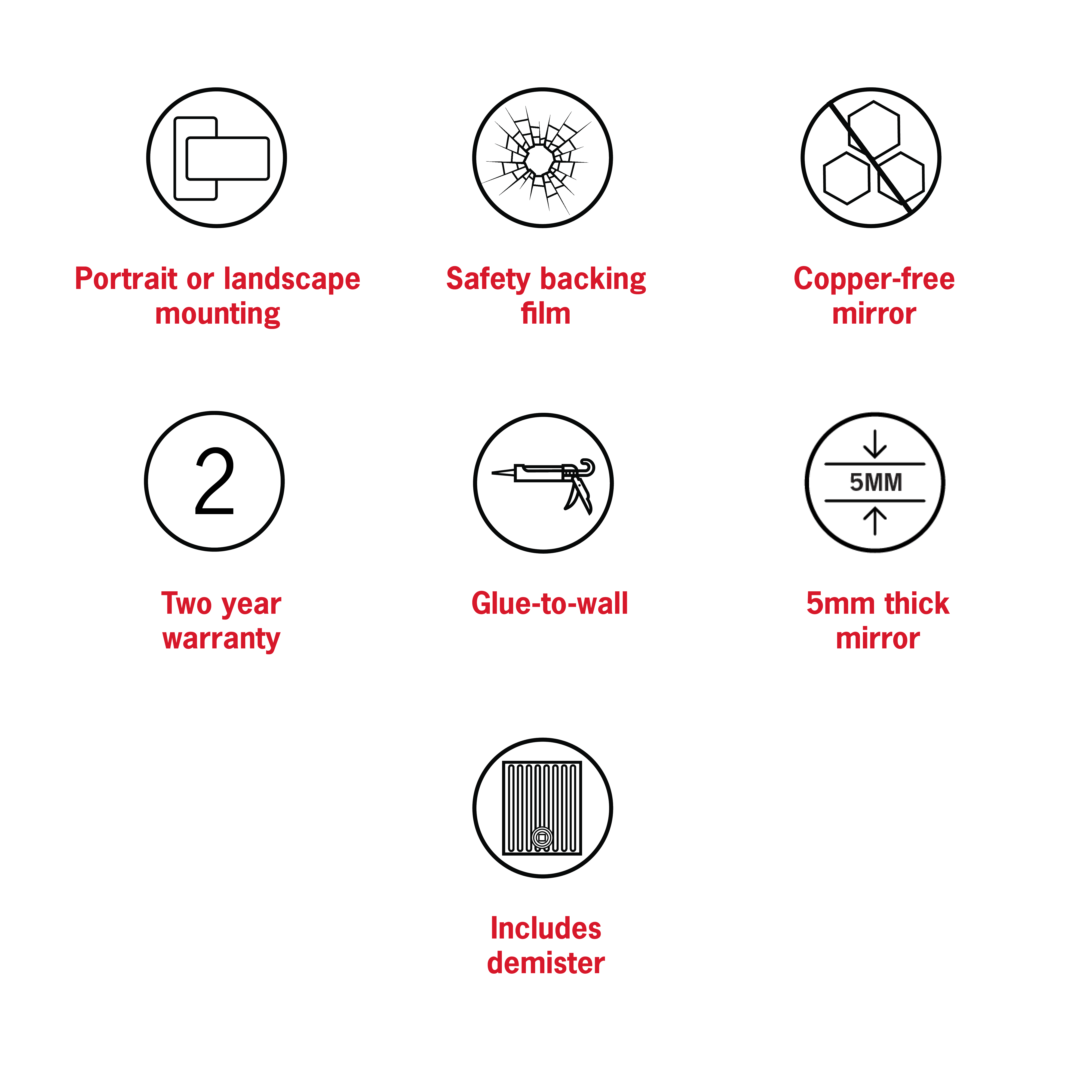 Duke Polished Edge Pill Mirror 500x700mm Glue-to-Wall and Demister
