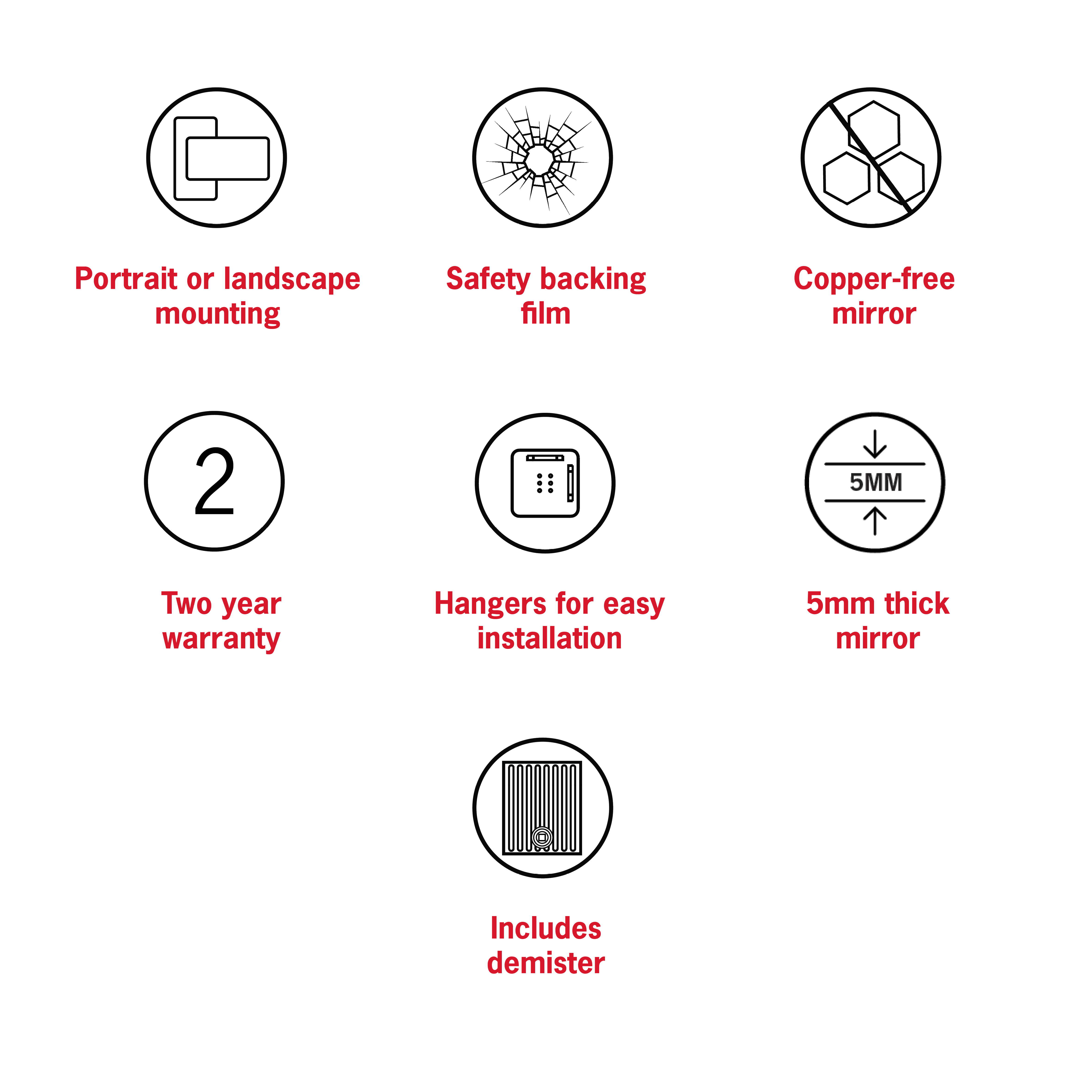 Duke Polished Edge Pill Mirror 600x1200mm with Hangers and Demister
