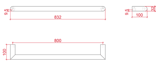 Thermorail Round Single Rail 832x32x100mm 23Watts - Gun Metal - Includes Transformer
