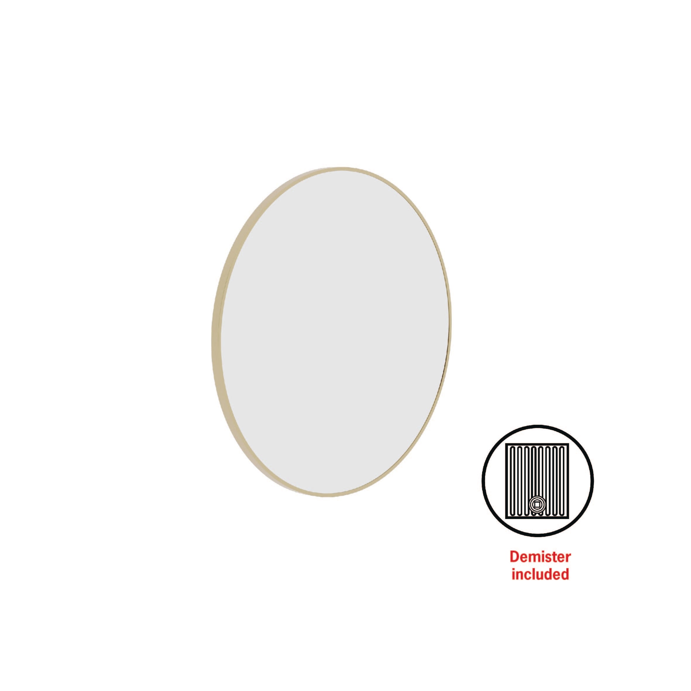 Georgia Round Gold Framed Mirror - 600Mmø - Includes Mirror Demister