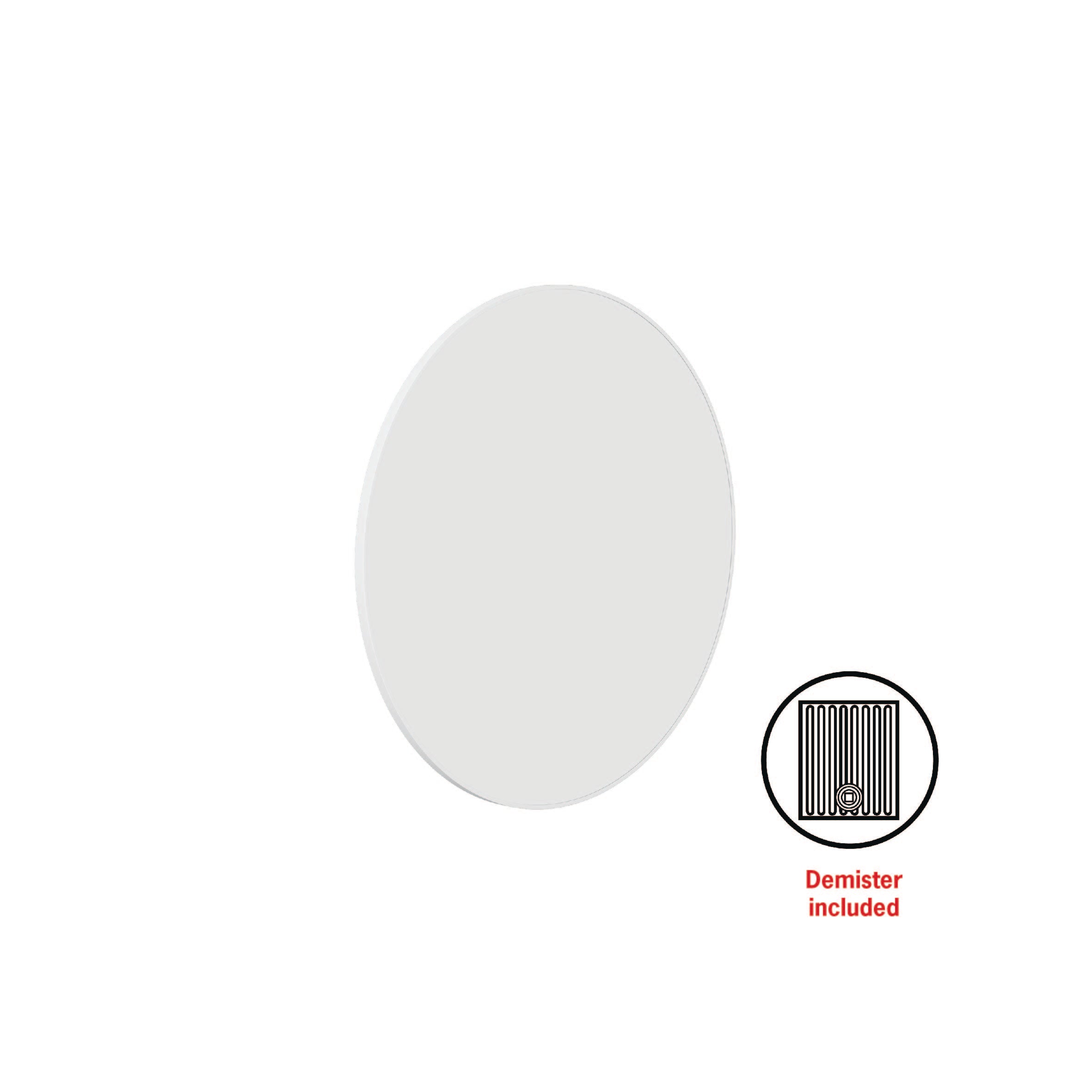 Georgia Round White Framed Mirror - 600Mmø - Includes Mirror Demister