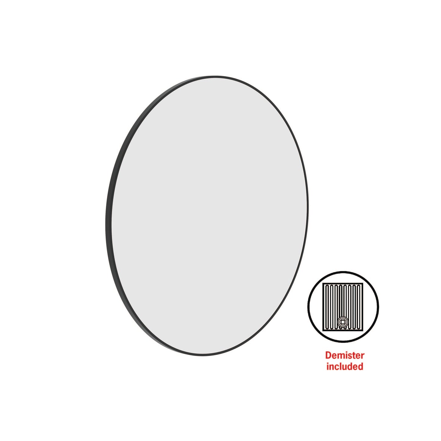 Georgia Round Black Framed Mirror - 900Mmø - Includes Mirror Demister