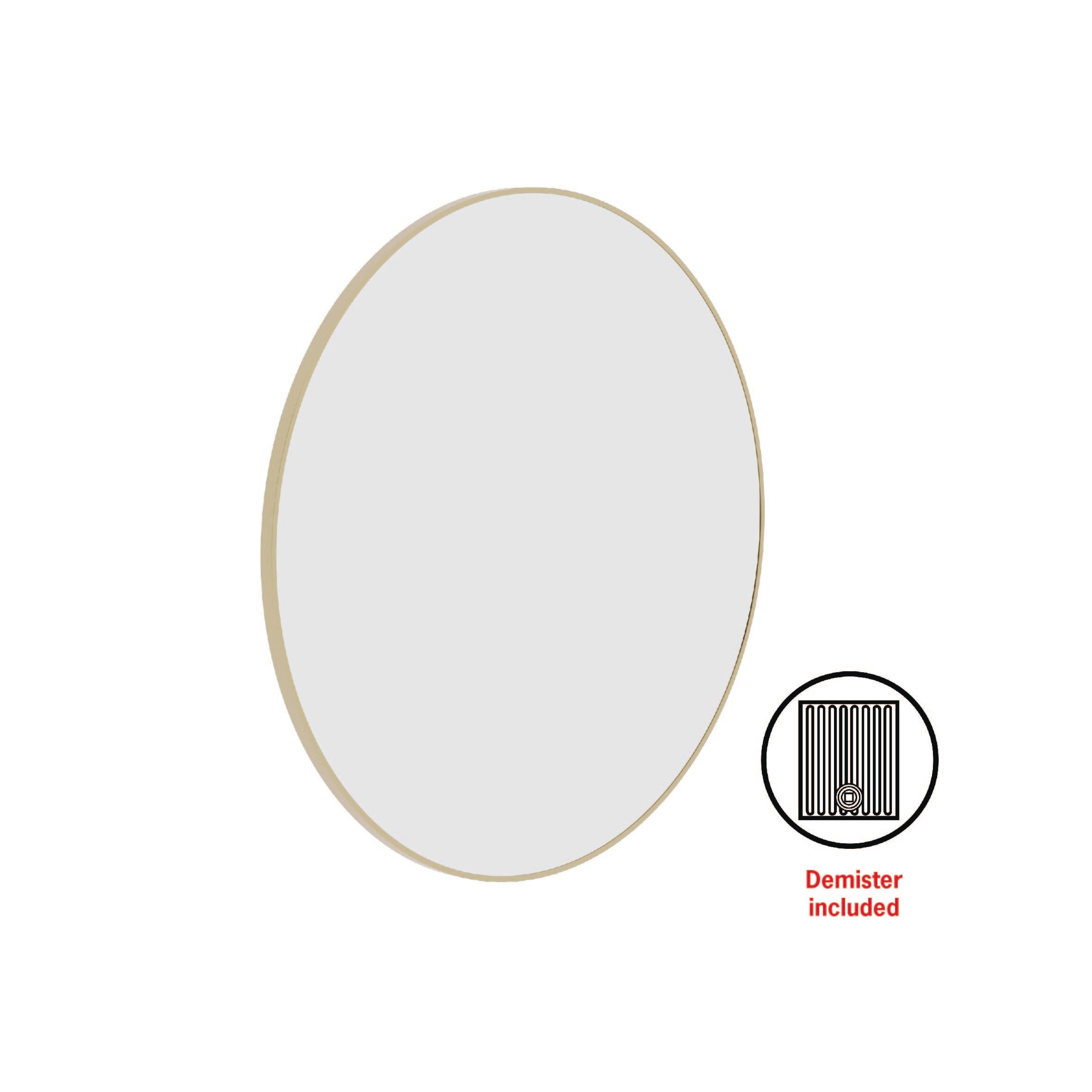 Georgia Round Gold Framed Mirror - 900Mmø - Includes Mirror Demister