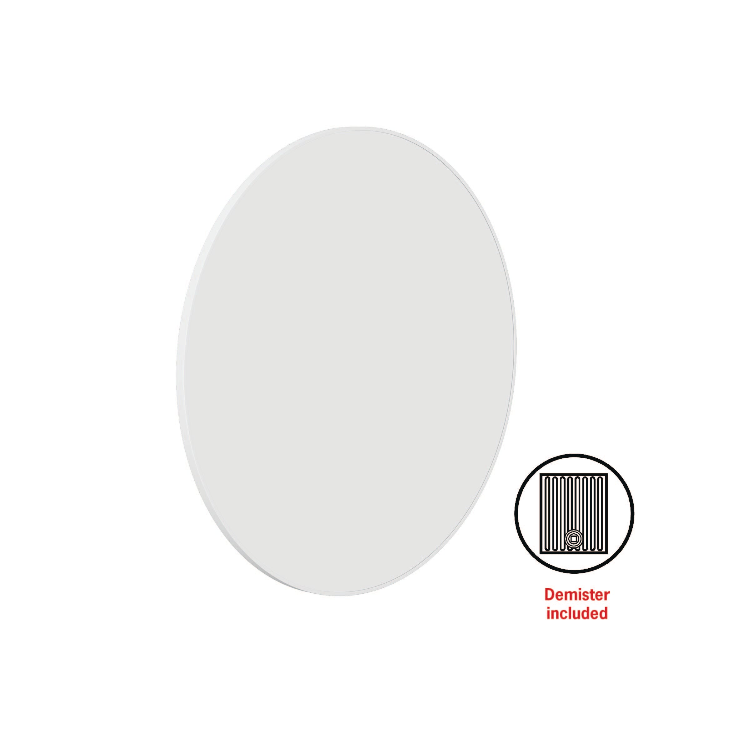 Georgia Round White Framed Mirror - 900Mmø - Includes Mirror Demister