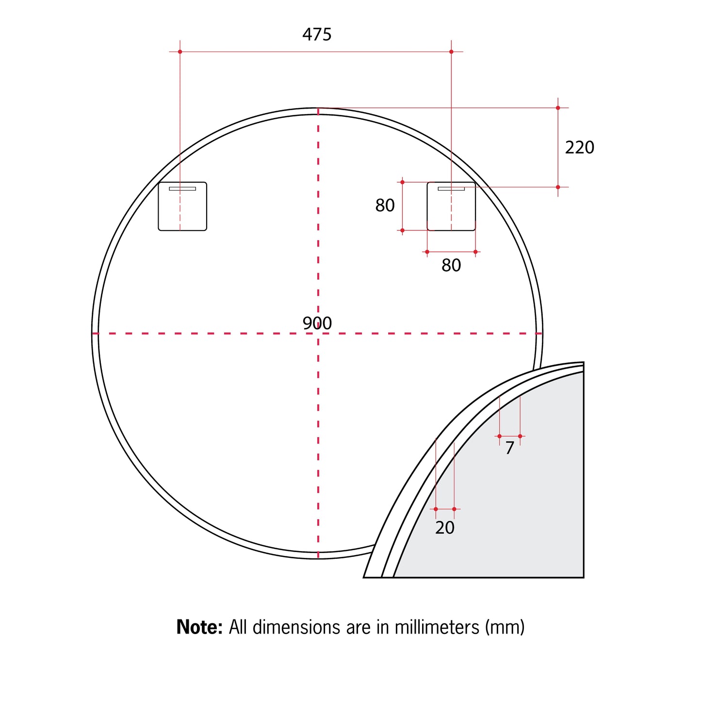 Georgia Round Gold Framed Mirror - 900mmØ