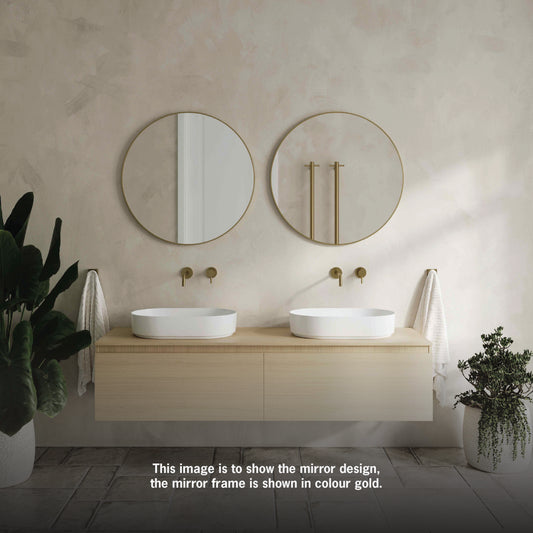 Georgia Round Black Framed Mirror - 900mmØ - Includes Mirror Demister