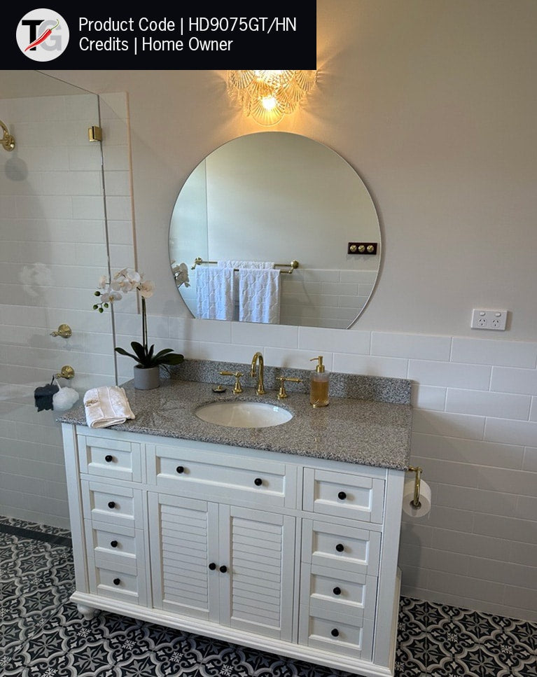 Hamilton D Shaped Polished Edge Mirror - 900x750mm Glue-to-wall and Demister