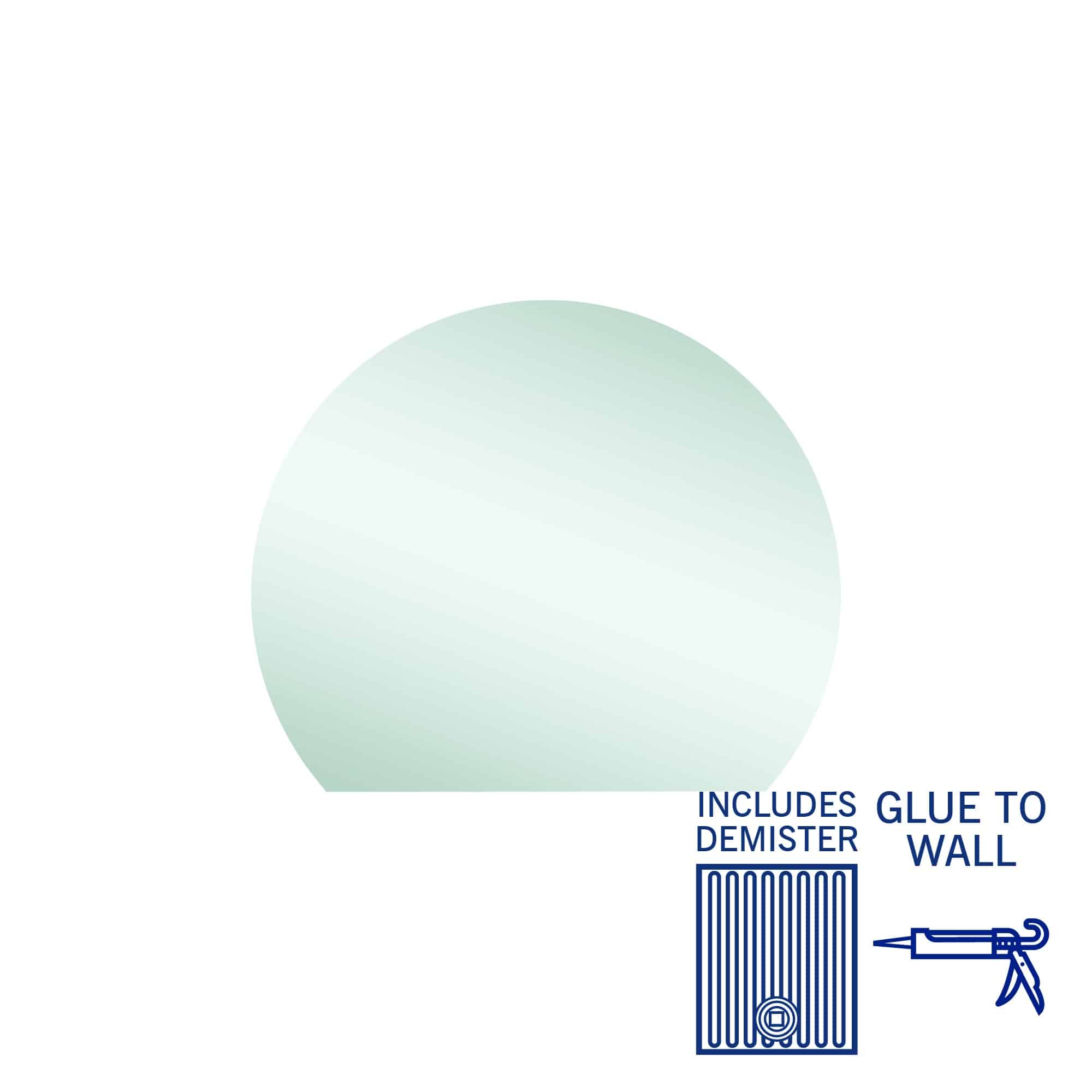 Hamilton D Shaped Polished Edge Mirror - 900X750Mm Glue-To-Wall And Demister