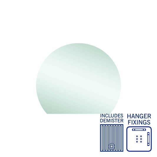 Hamilton D Shaped Polished Edge Mirror - 900X750Mm With Hangers And Demister