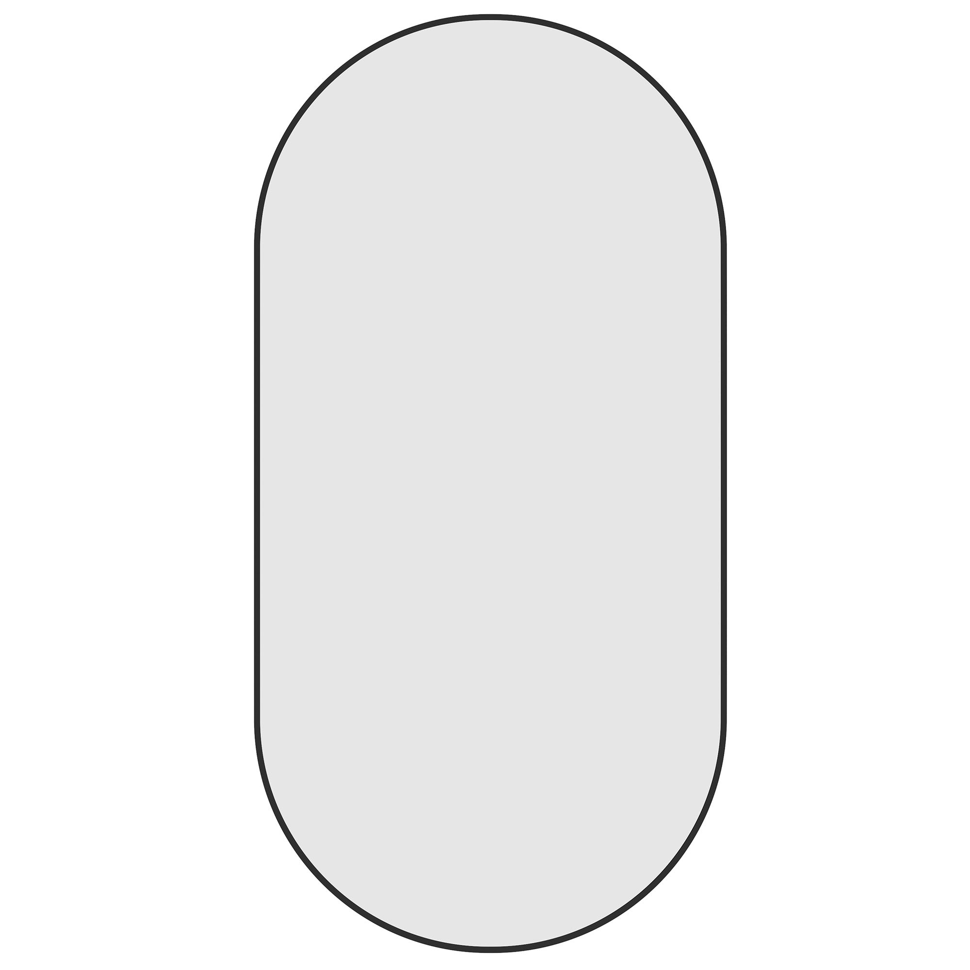 Havana Pill Black Framed Mirror - 500x1000mm - Includes Mirror Demister