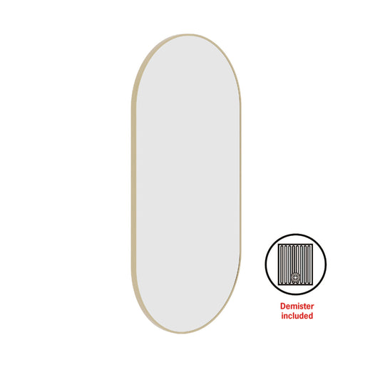 Havana Pill Gold Framed Mirror - 500X1000Mm - Includes Mirror Demister