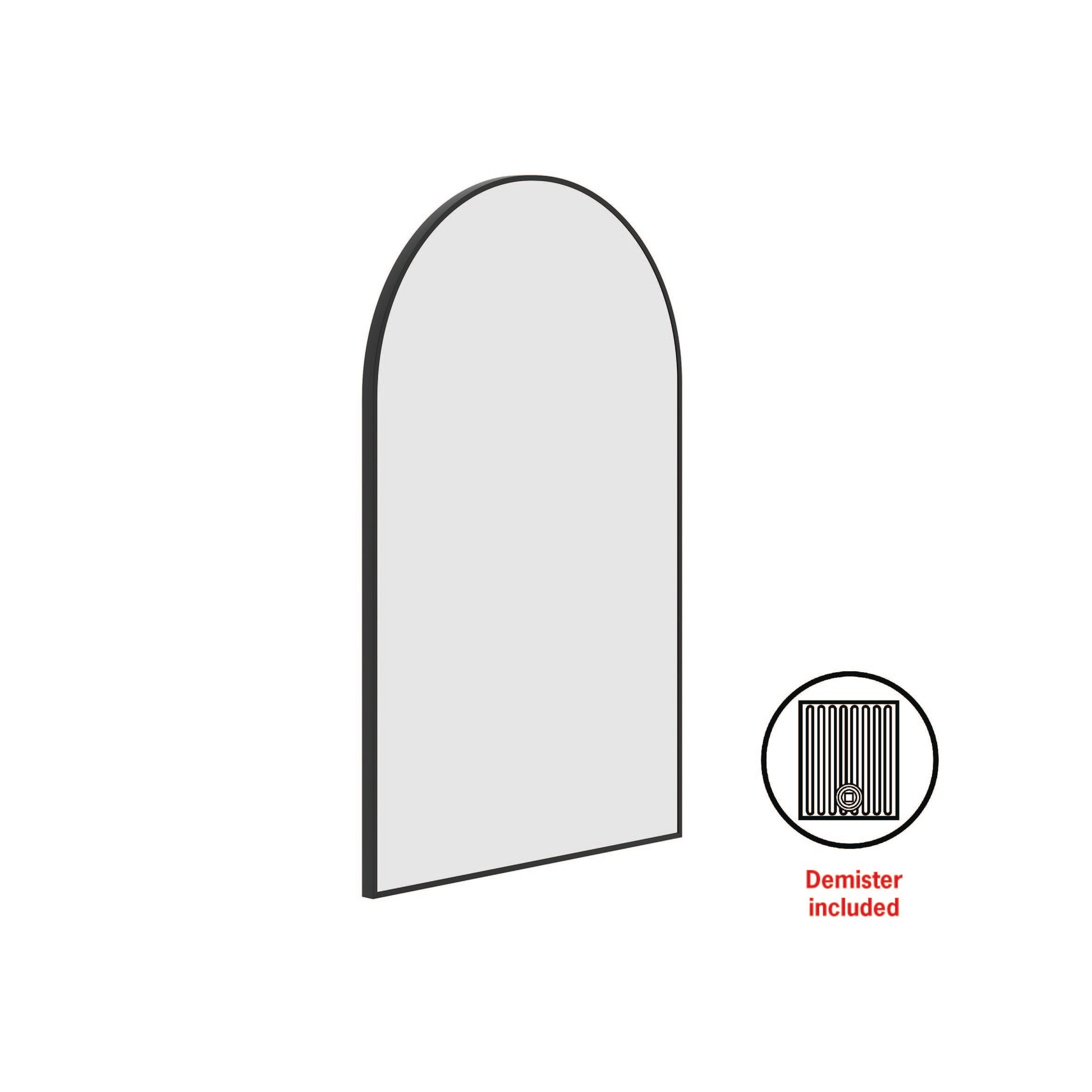 Juno Arch Black Framed Mirror - 500X800Mm - Includes Mirror Demister