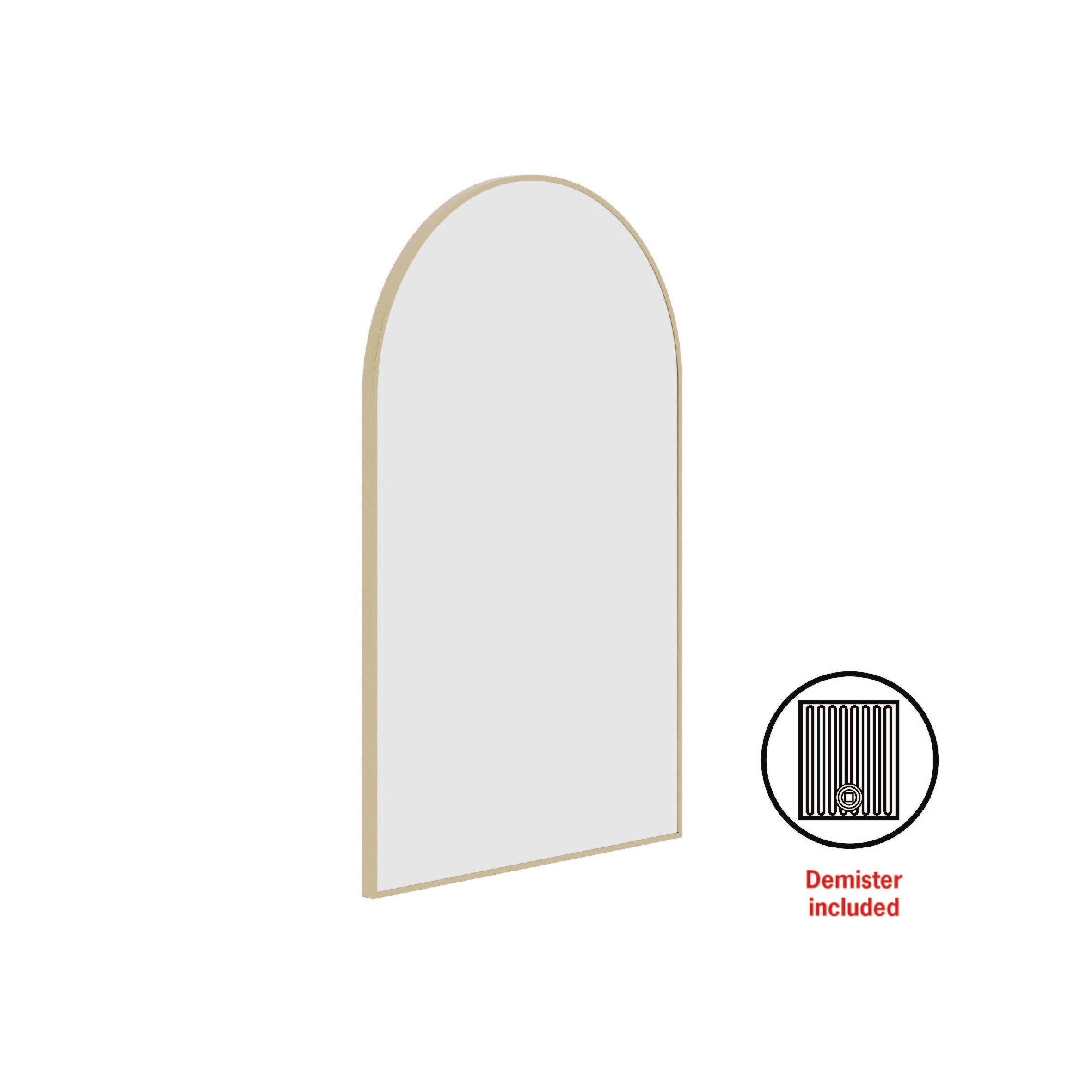 Juno Arch Gold Framed Mirror - 500X800Mm - Includes Mirror Demister