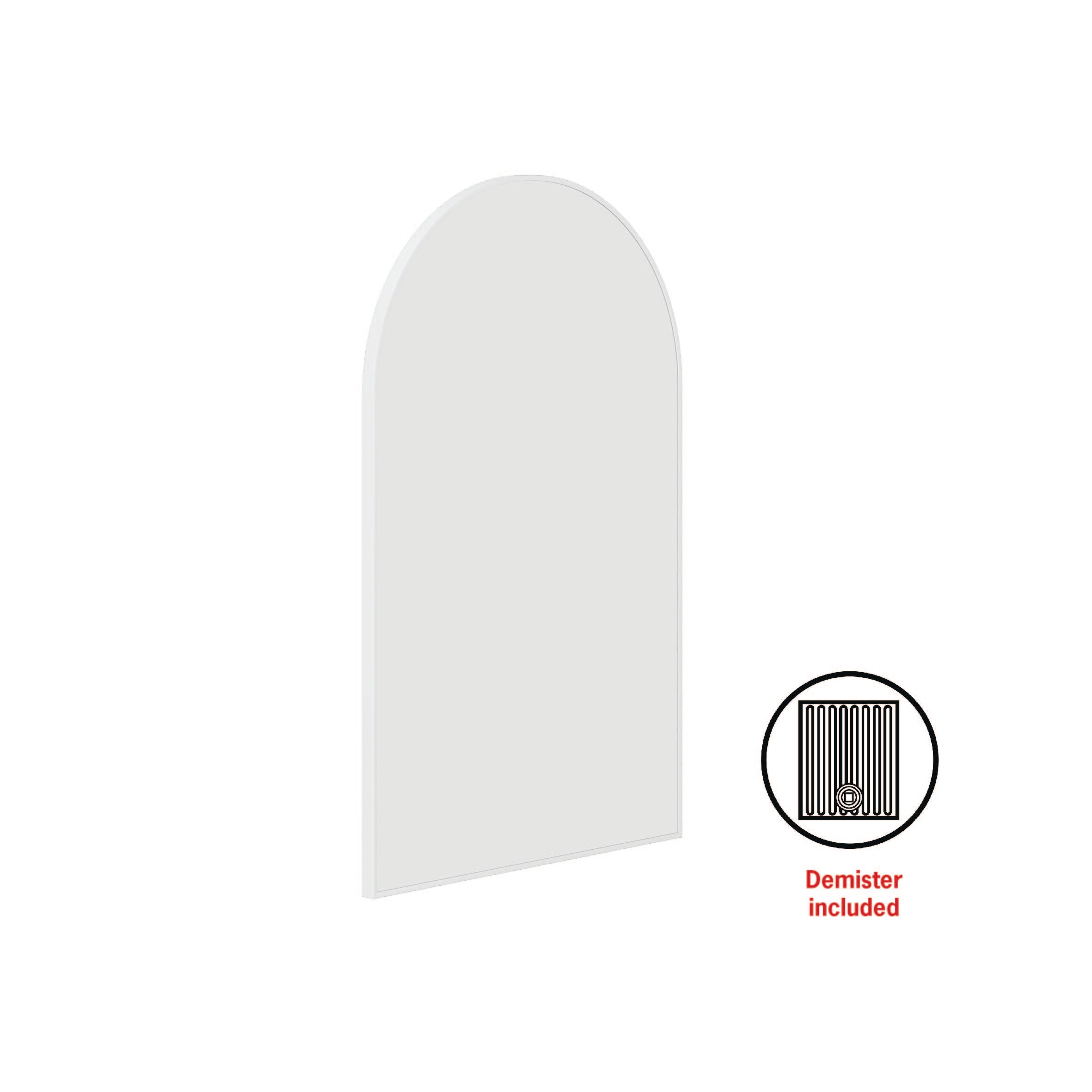 Juno Arch White Framed Mirror - 500X800Mm - Includes Mirror Demister