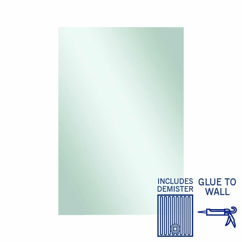 Jackson Rectangle Polished Edge Mirror - 1200X800Mm Glue-To-Wall And Demister