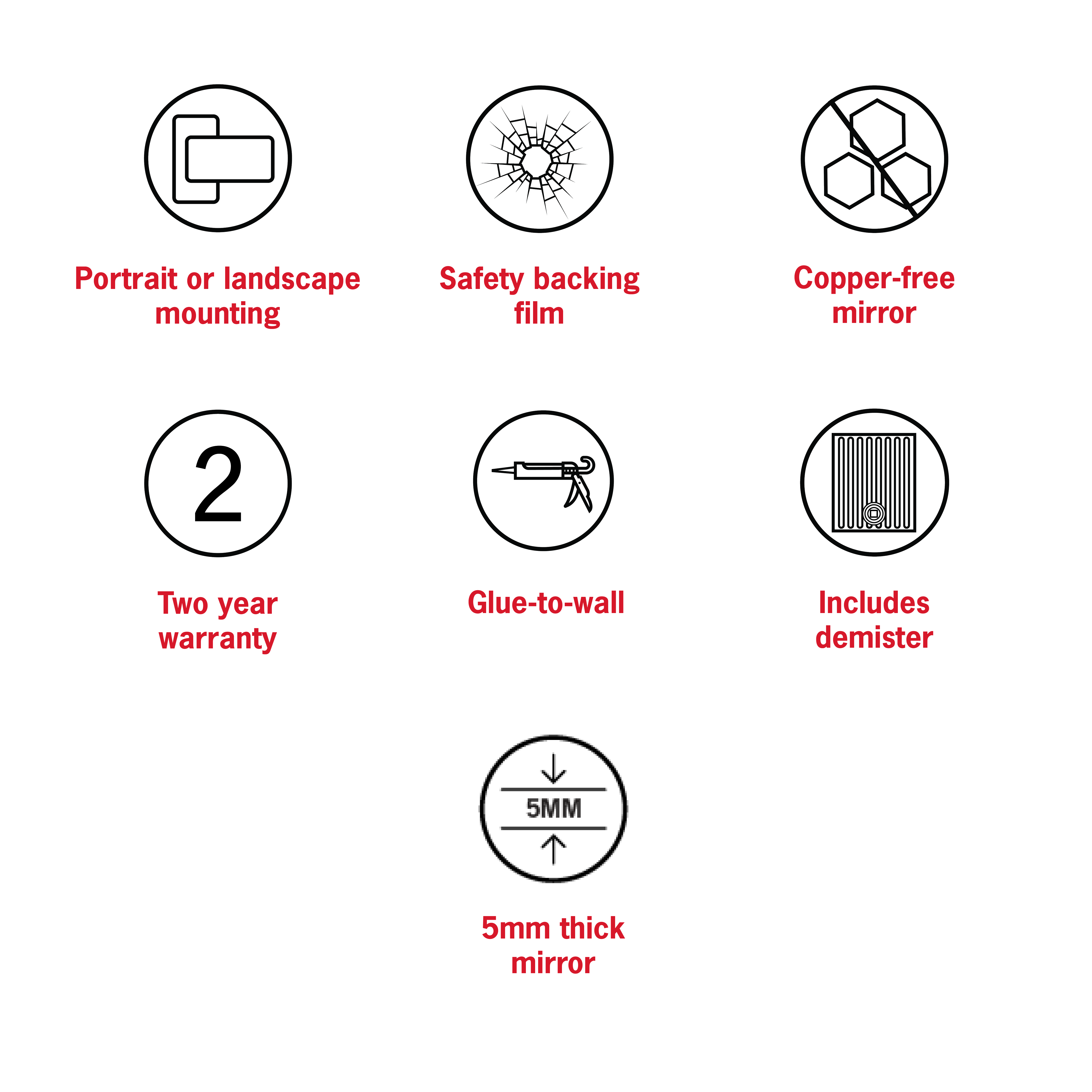 Jackson Rectangle Polished Edge Mirror - 1500x900mm Glue-to-Wall and Demister