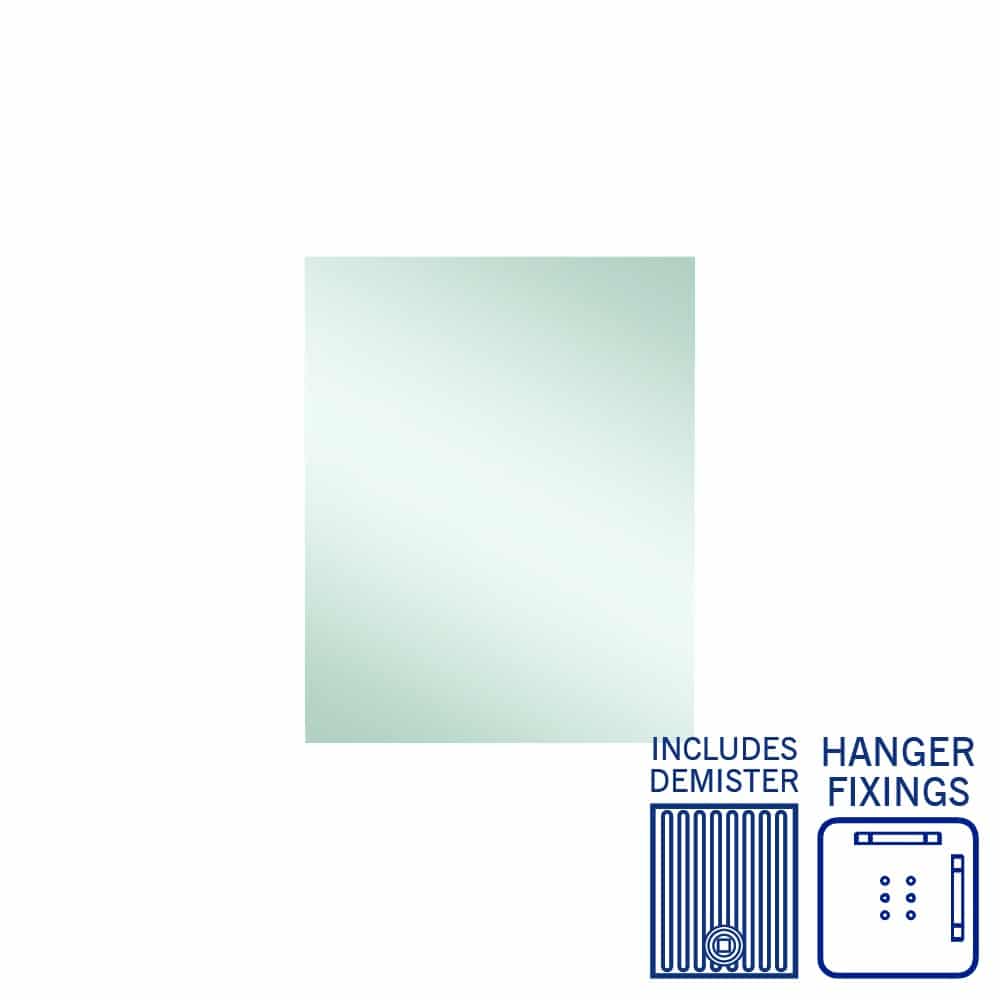 Jackson Rectangle Polished Edge Mirror - 600X750Mm With Hangers And Demister