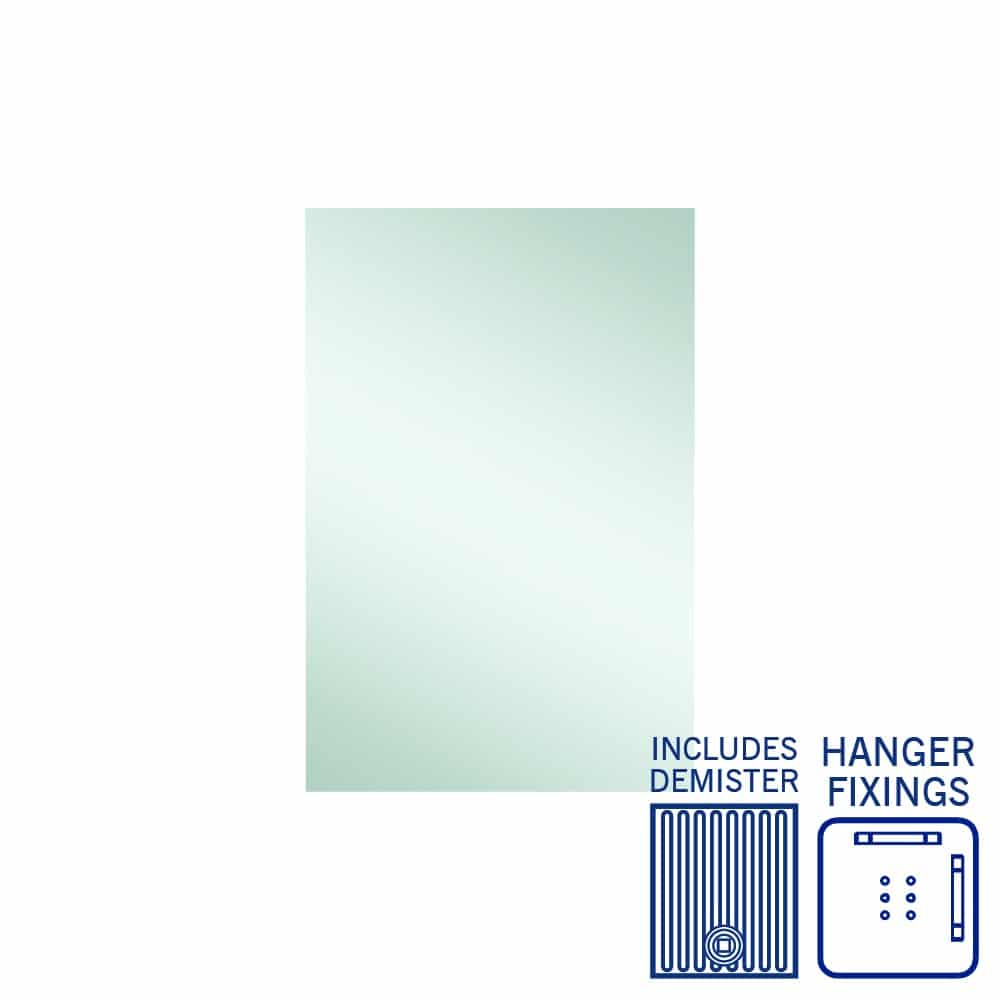 Jackson Rectangle Polished Edge Mirror - 600X900Mm With Hangers And Demister