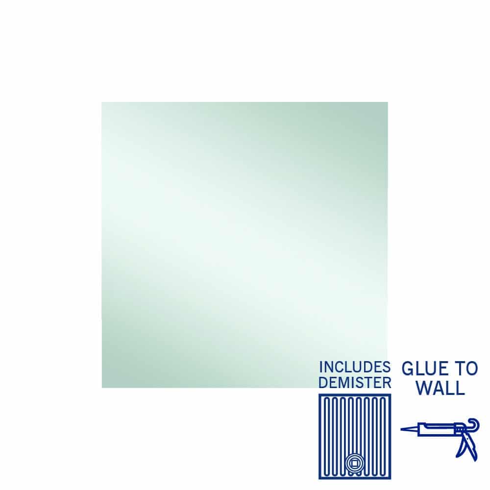 Jackson Rectangle Polished Edge Mirror - 900X900Mm Glue-To-Wall And Demister