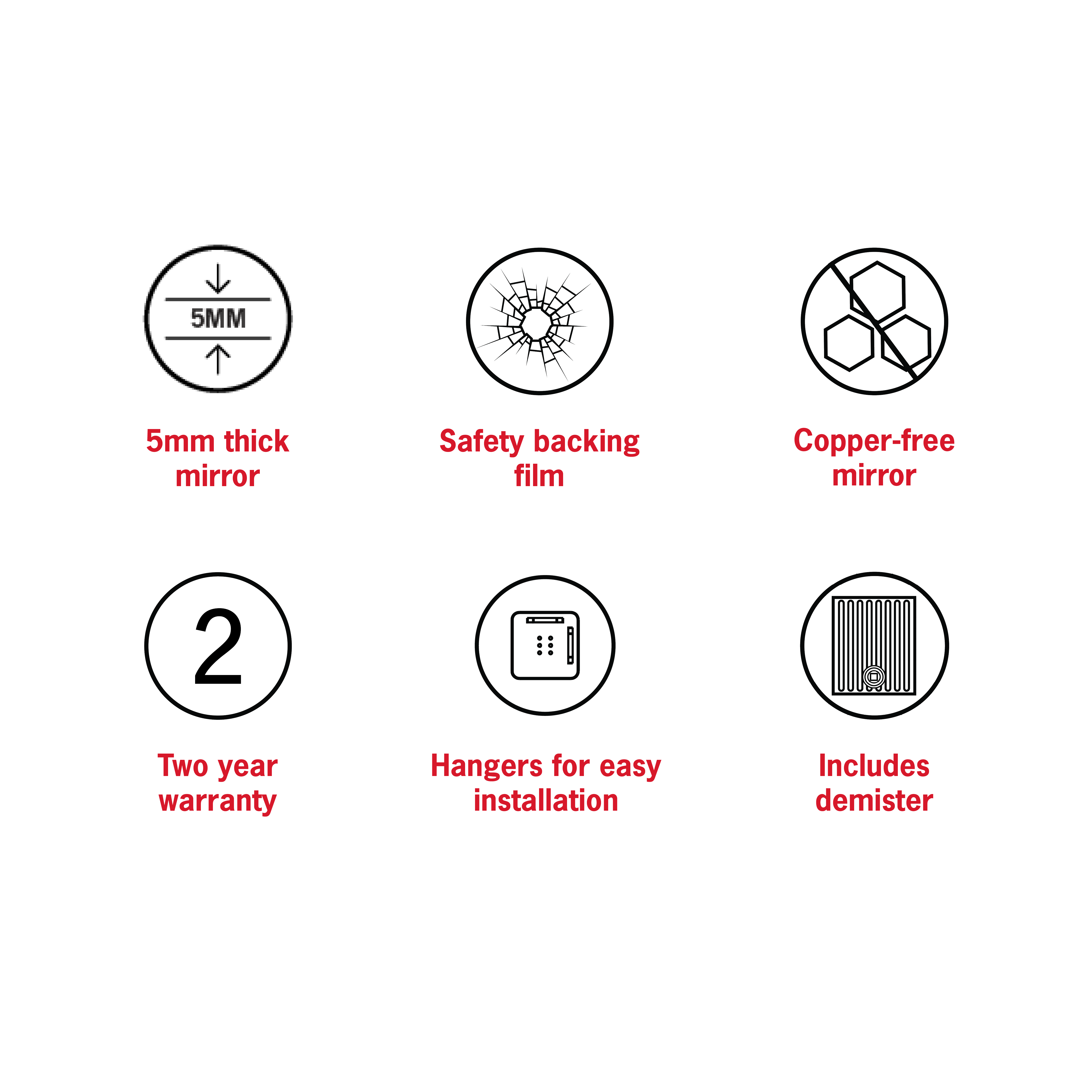 Jackson Rectangle Polished Edge Mirror - 900x900mm with Hangers and Demister