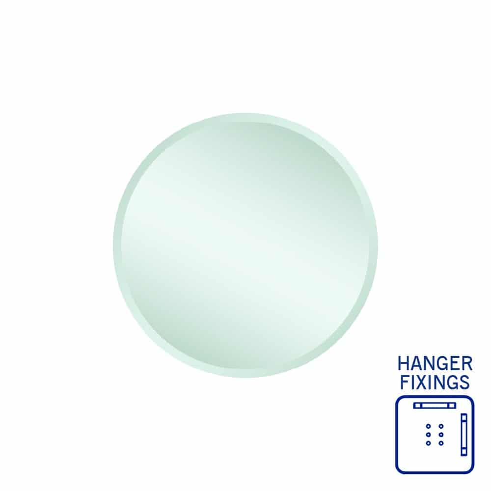 Kent 18Mm Bevel Round Mirror - 500Mmø With Hangers