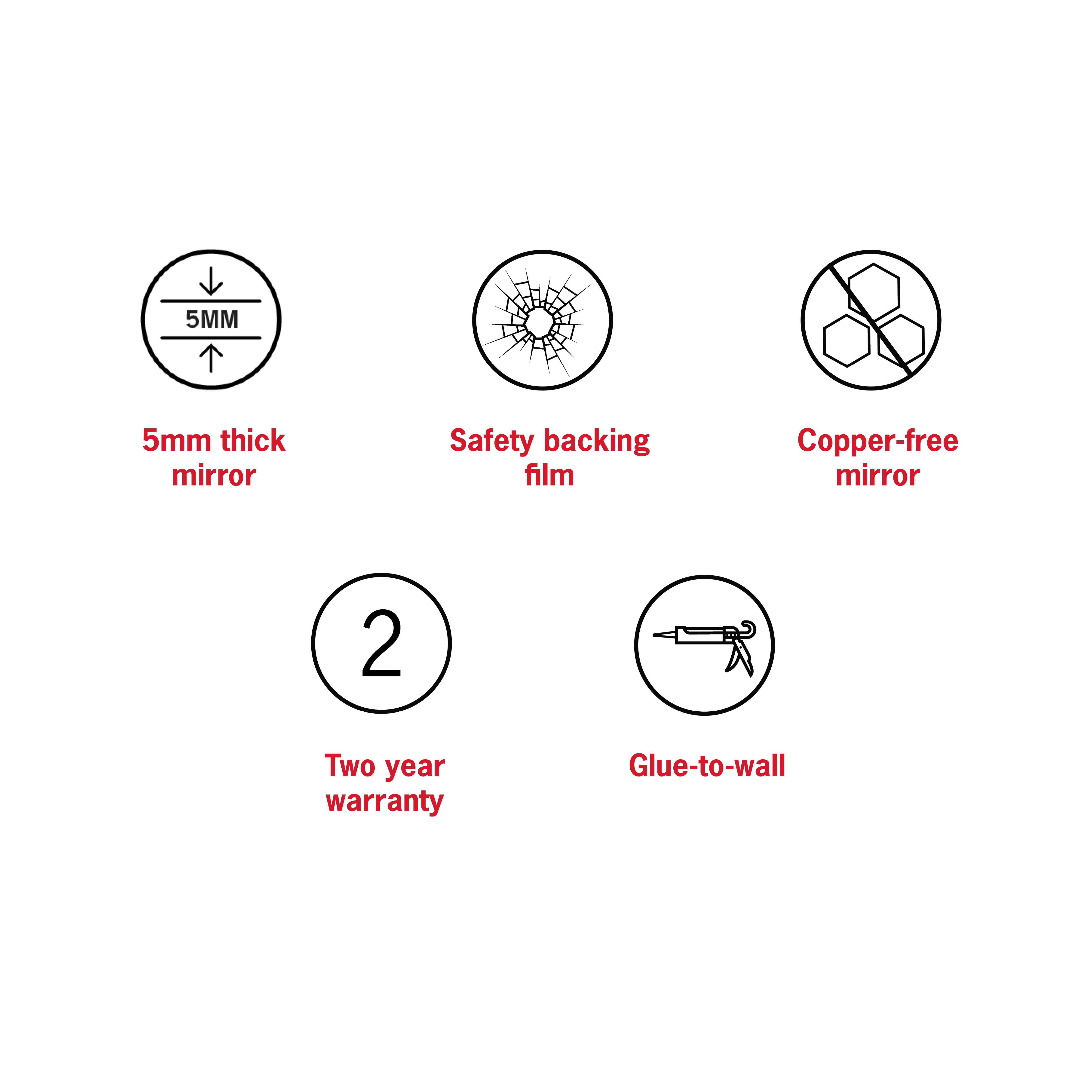 Kent 18mm Bevel Round Mirror - 800mmØ Glue-to-Wall